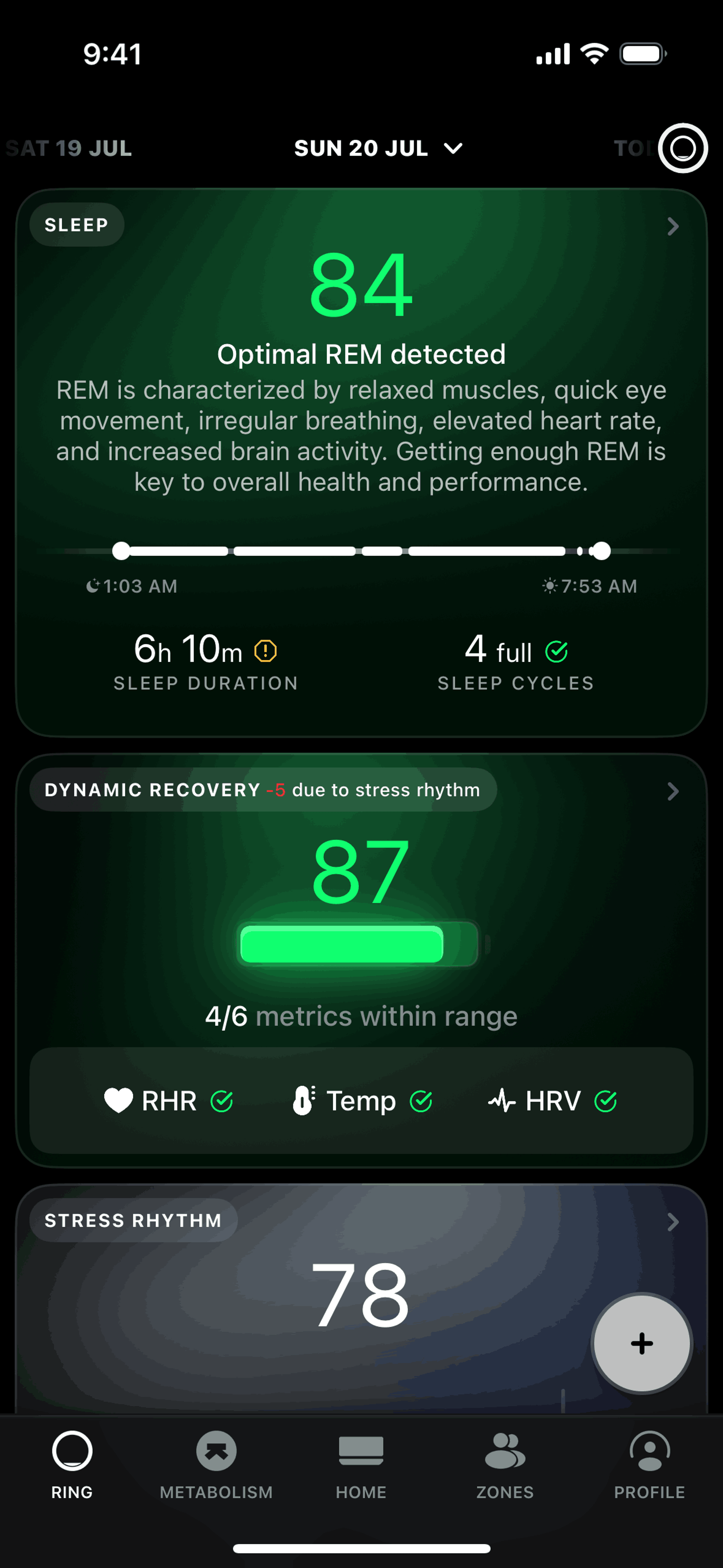 Ultrahuman iOS Health & Fitness interface screenshot 10