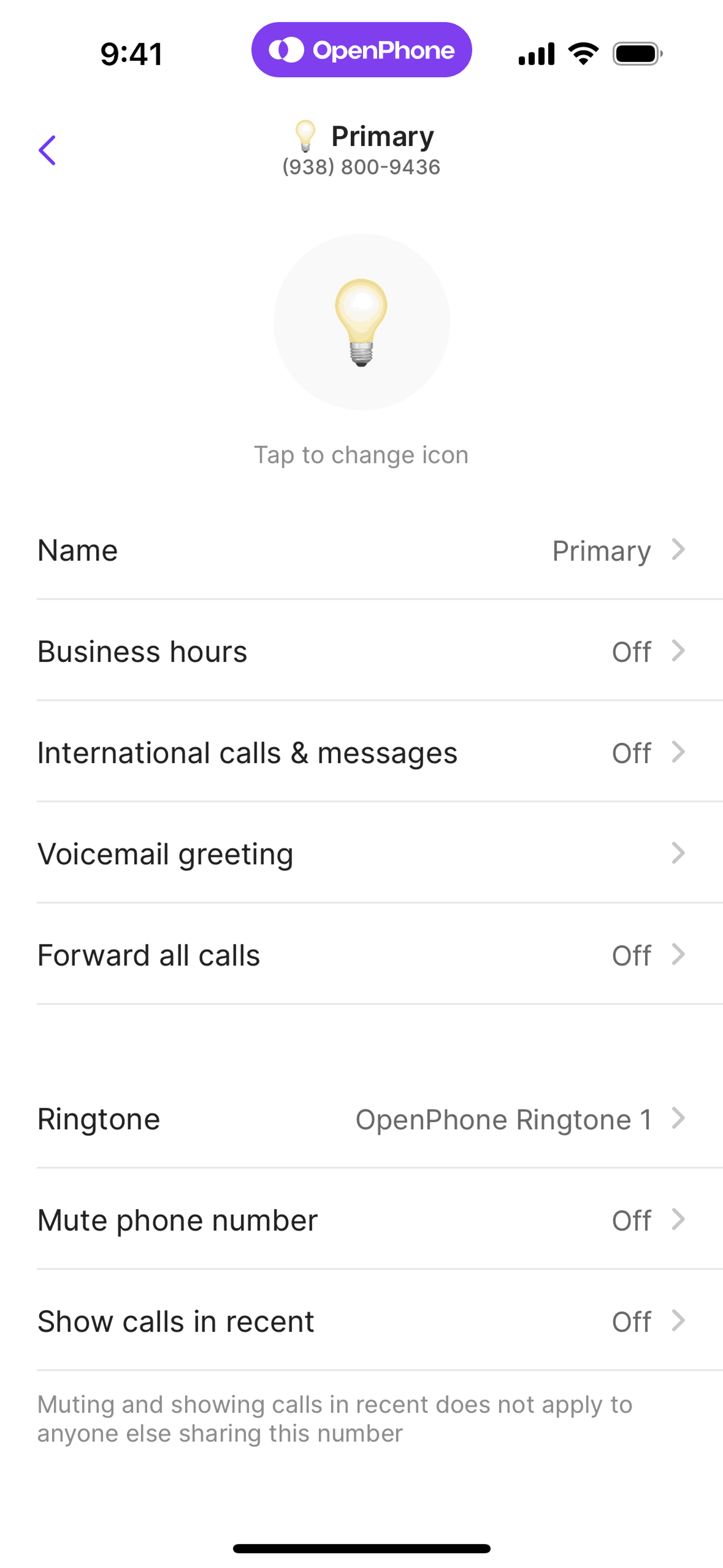 OpenPhone iOS Business interface screenshot 15