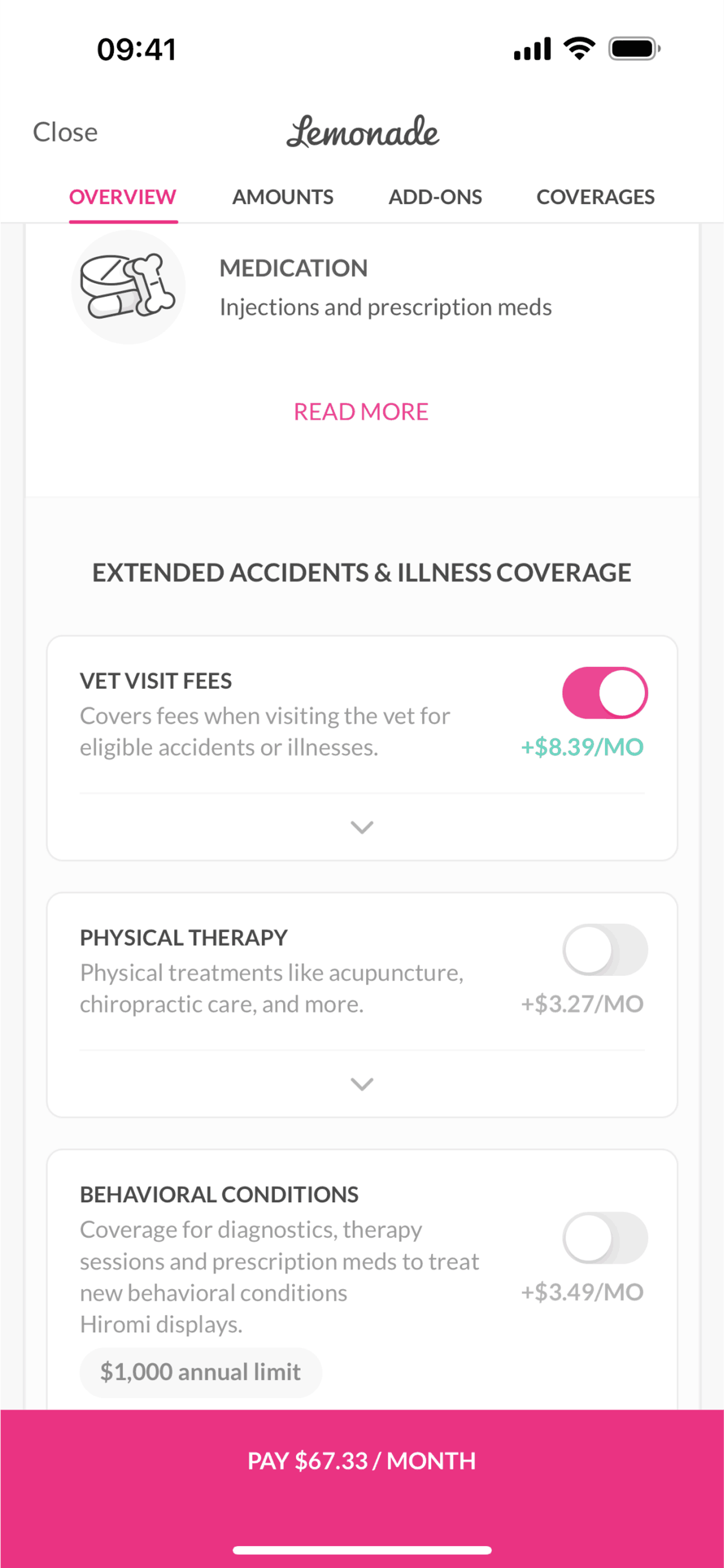 Lemonade Insurance iOS Finance interface screenshot 9