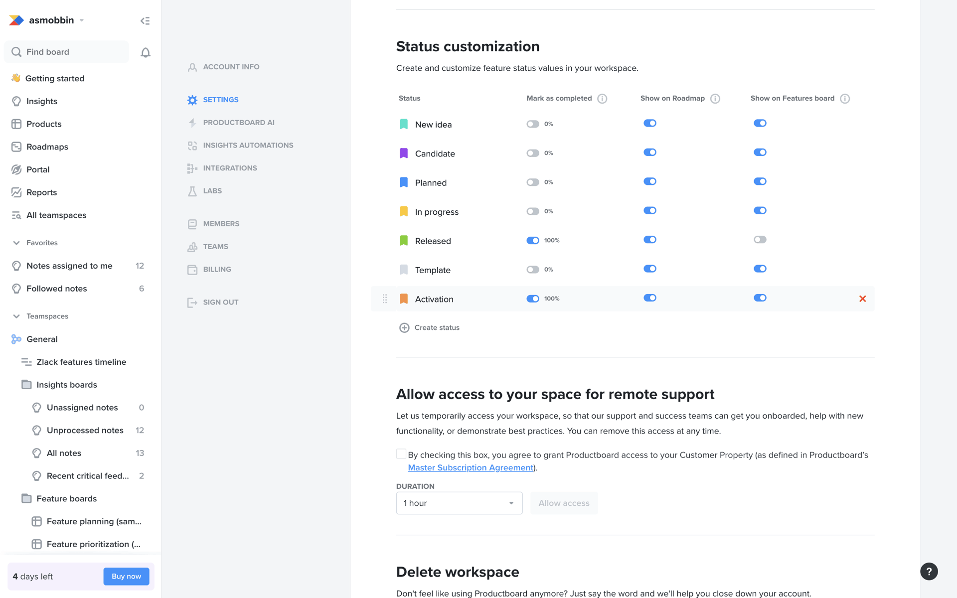 Productboard Web Business interface screenshot 6