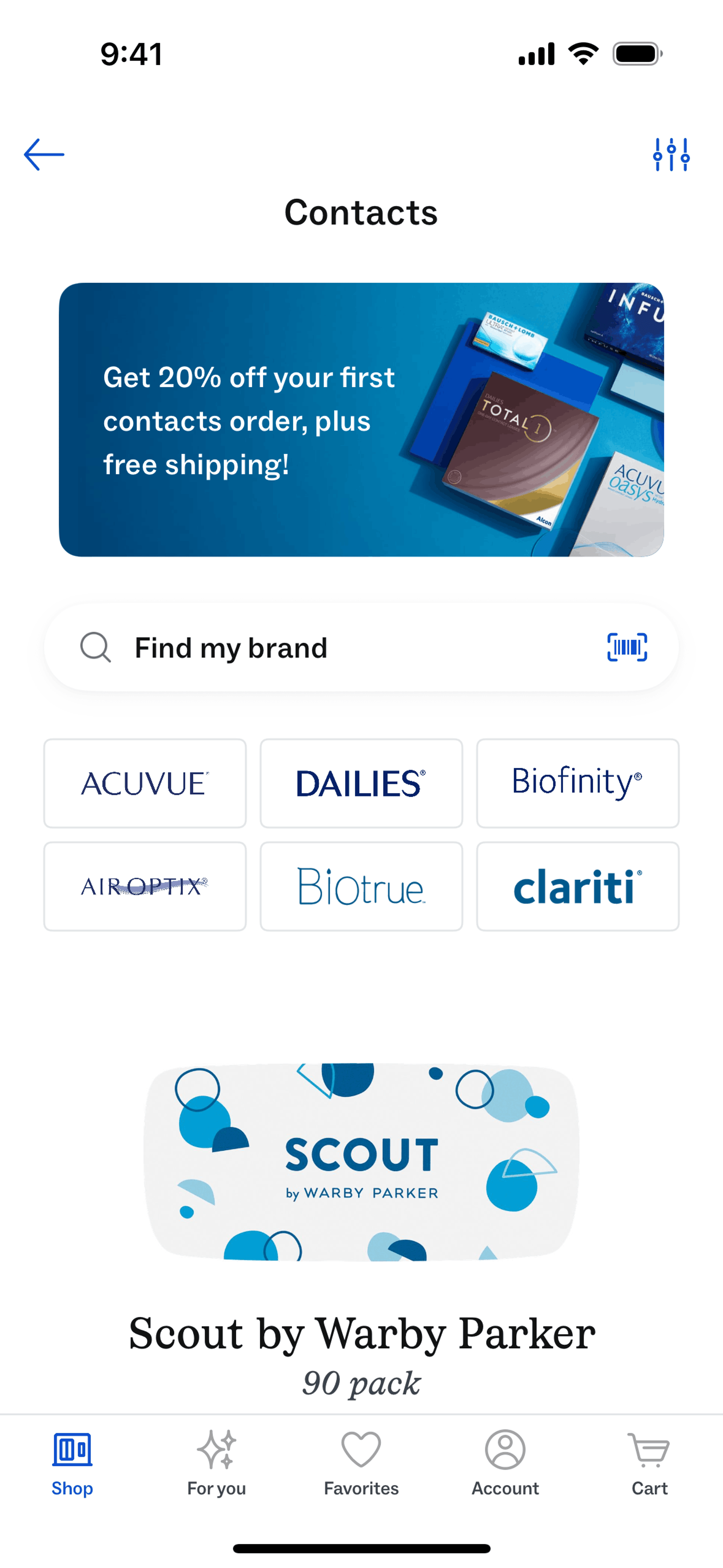 Warby Parker iOS Shopping interface screenshot 5