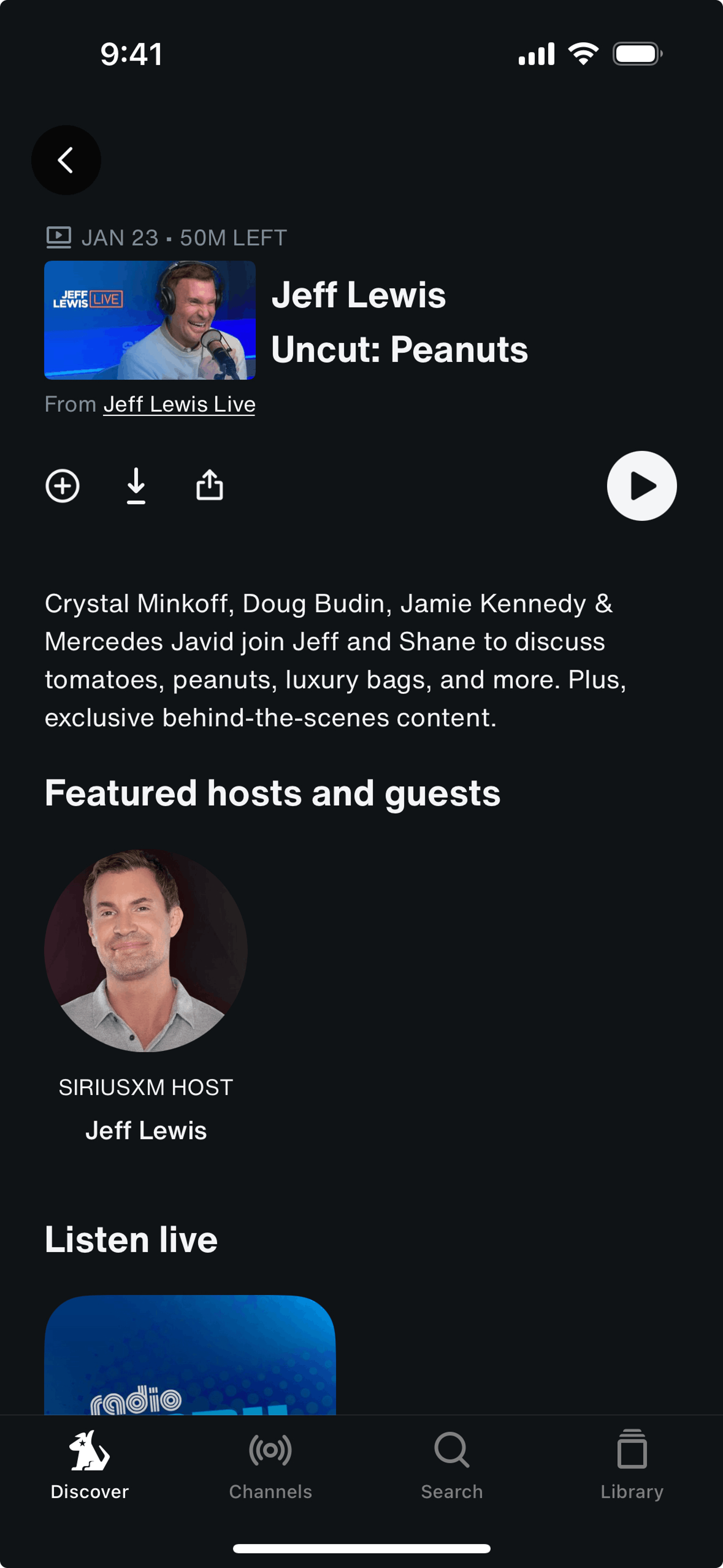 SiriusXM iOS Music & Audio interface screenshot 16