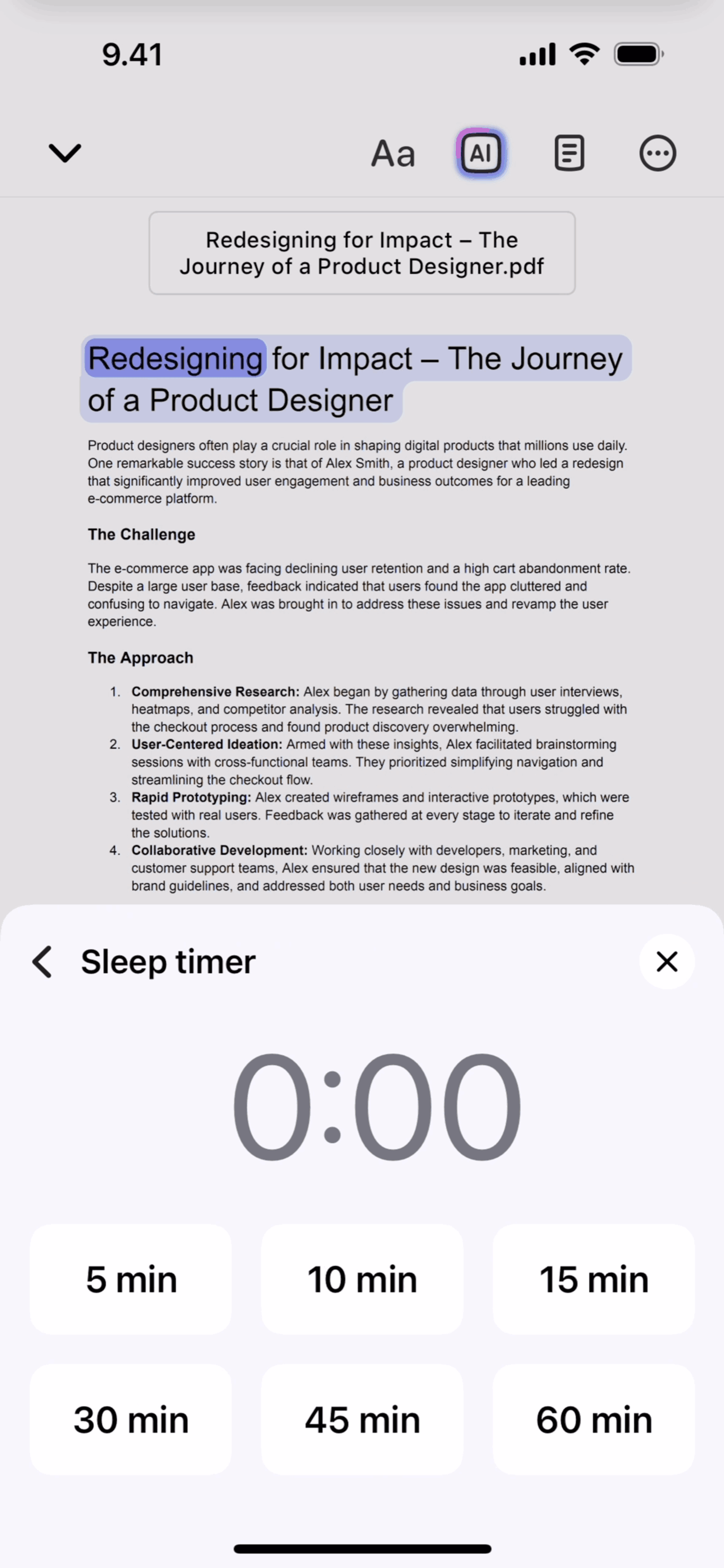 Speechify iOS Productivity interface screenshot 5