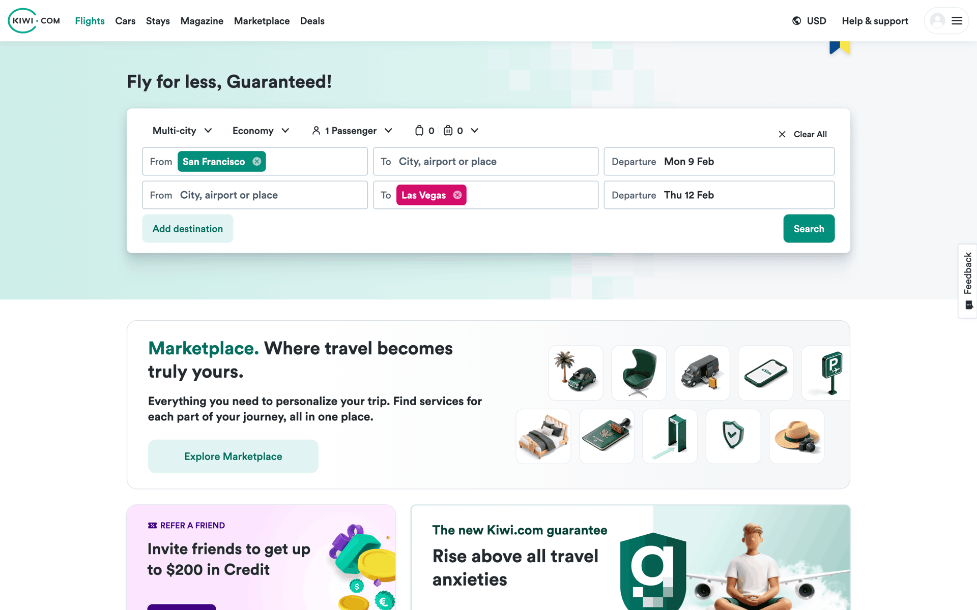 Kiwi.com Web Travel & Transportation interface screenshot 10