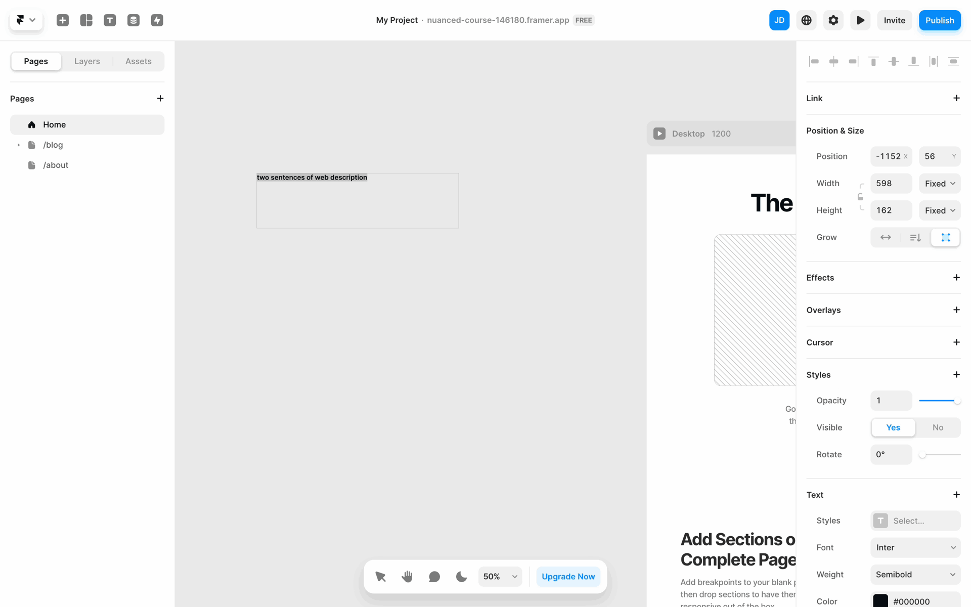 Framer Web AI interface screenshot 8