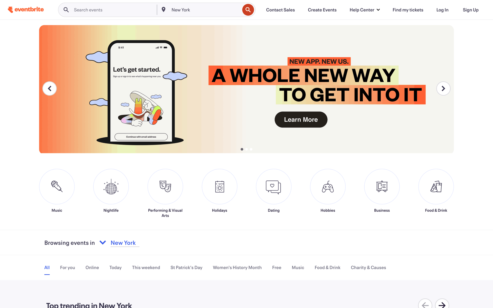 Eventbrite Web Entertainment interface screenshot 1
