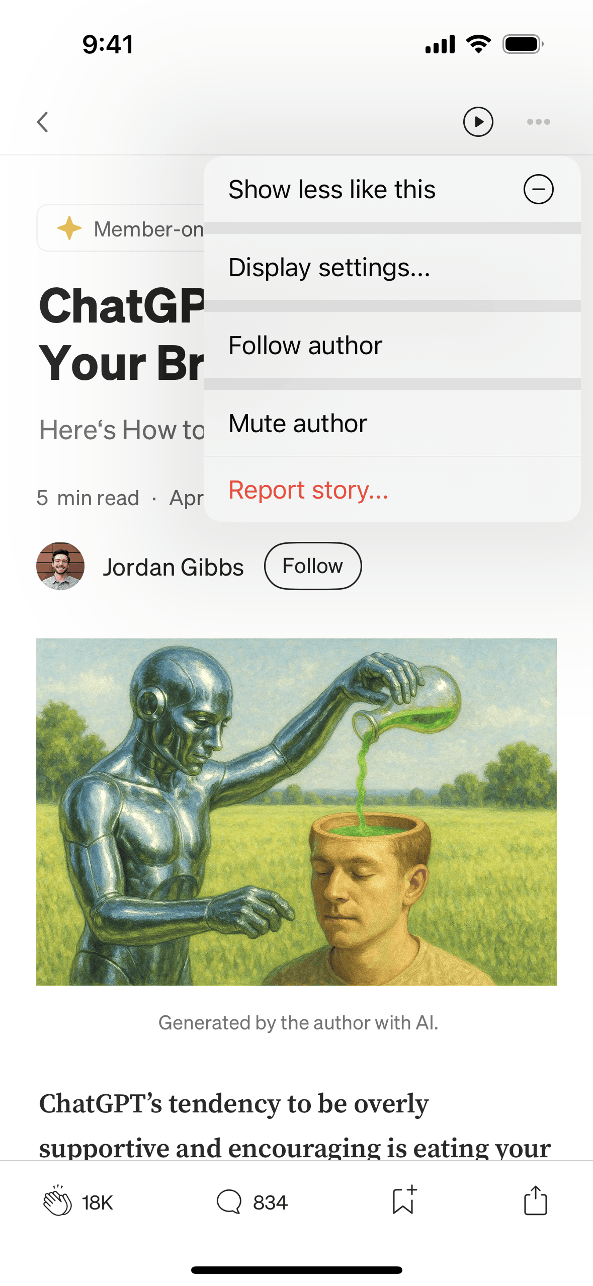 Medium iOS News interface screenshot 5