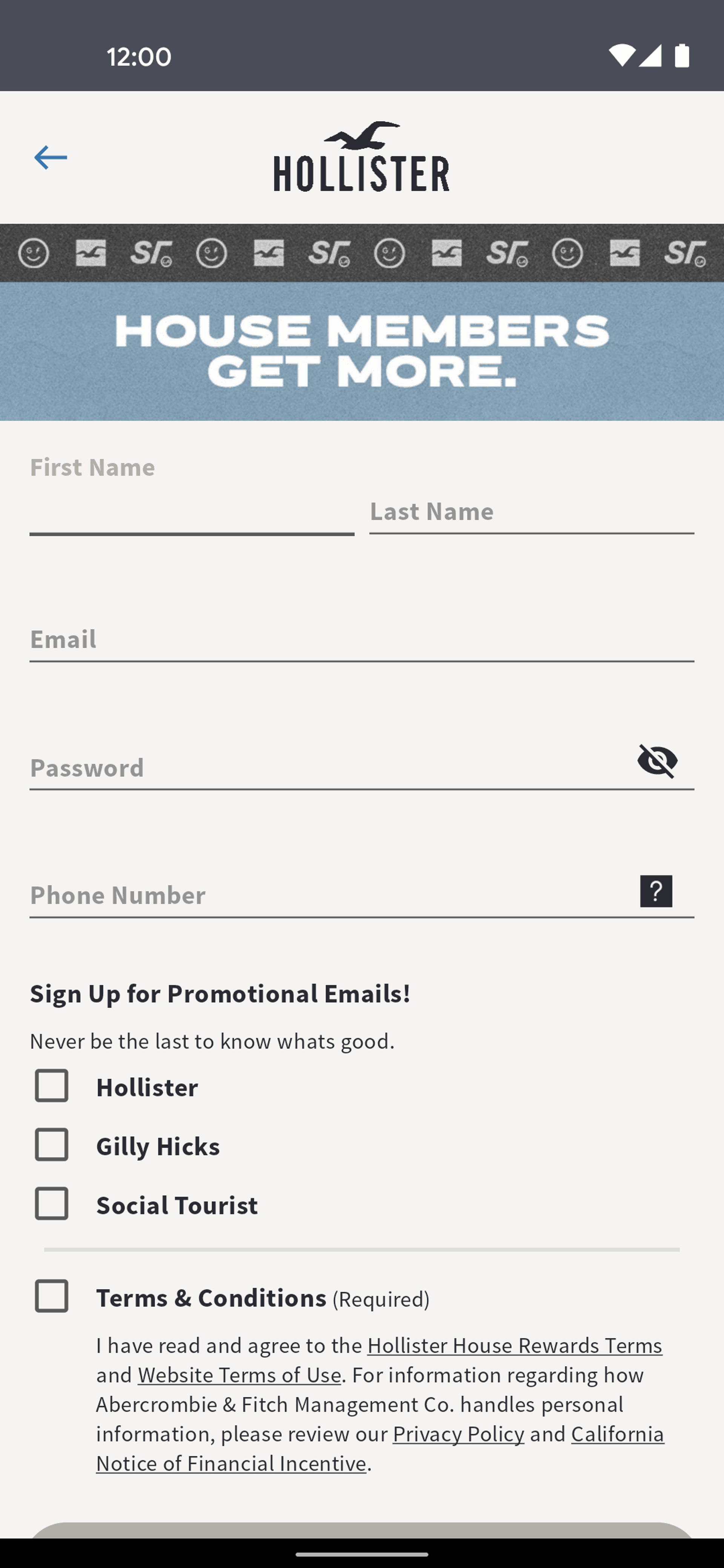 Hollister Co. Android Shopping interface screenshot 5