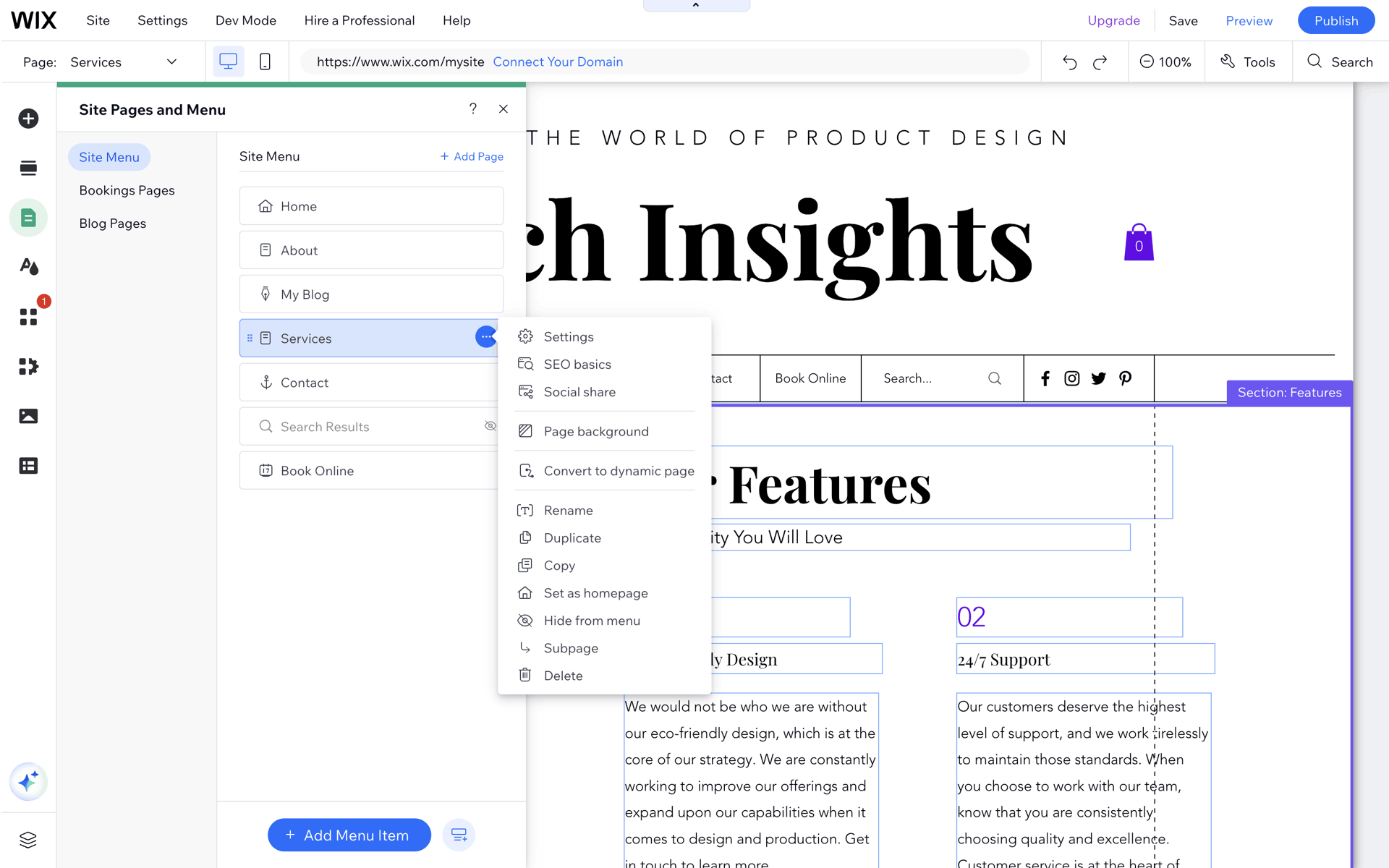 Wix Web Business interface screenshot 5