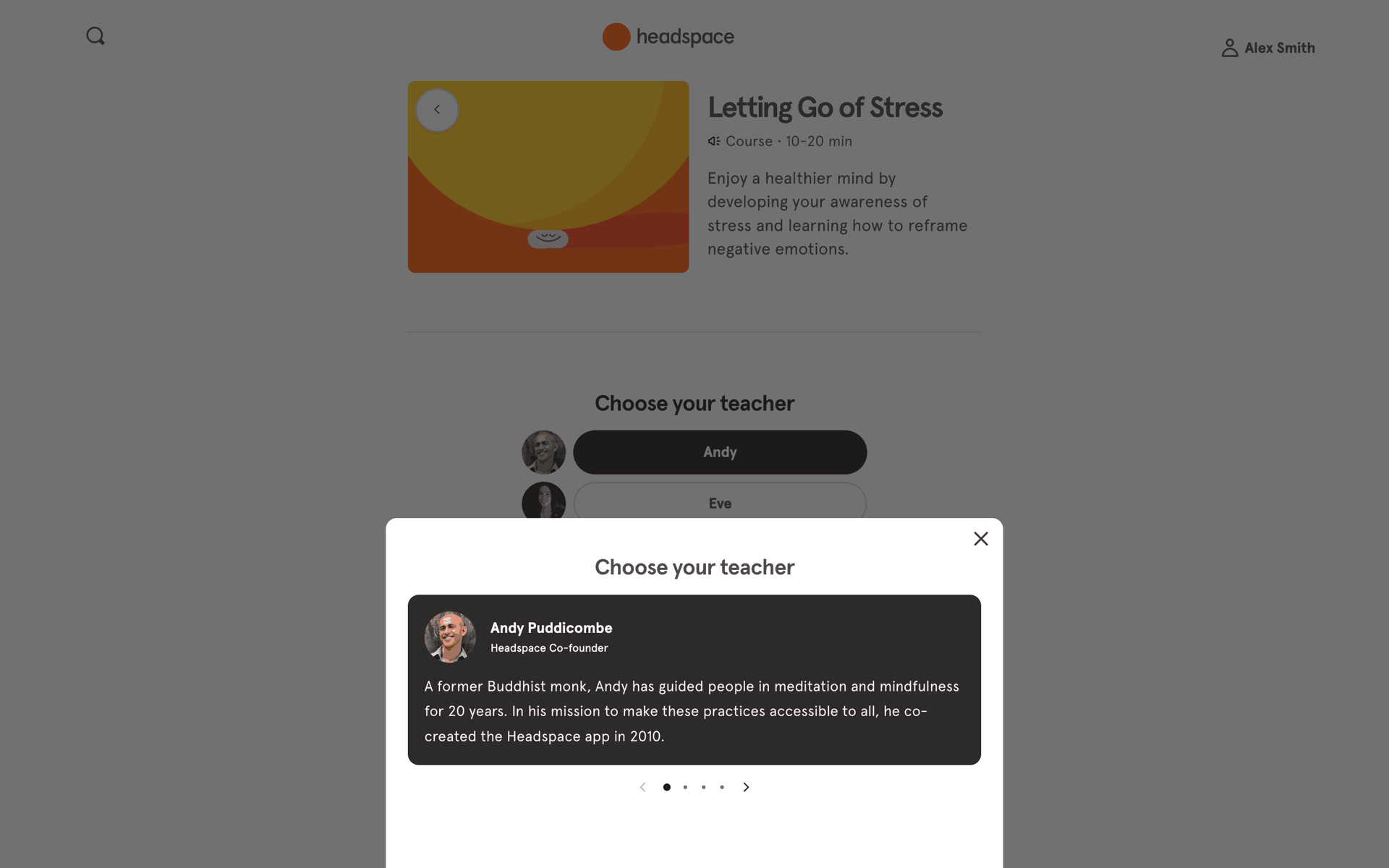 Headspace Web Health & Fitness interface screenshot 14