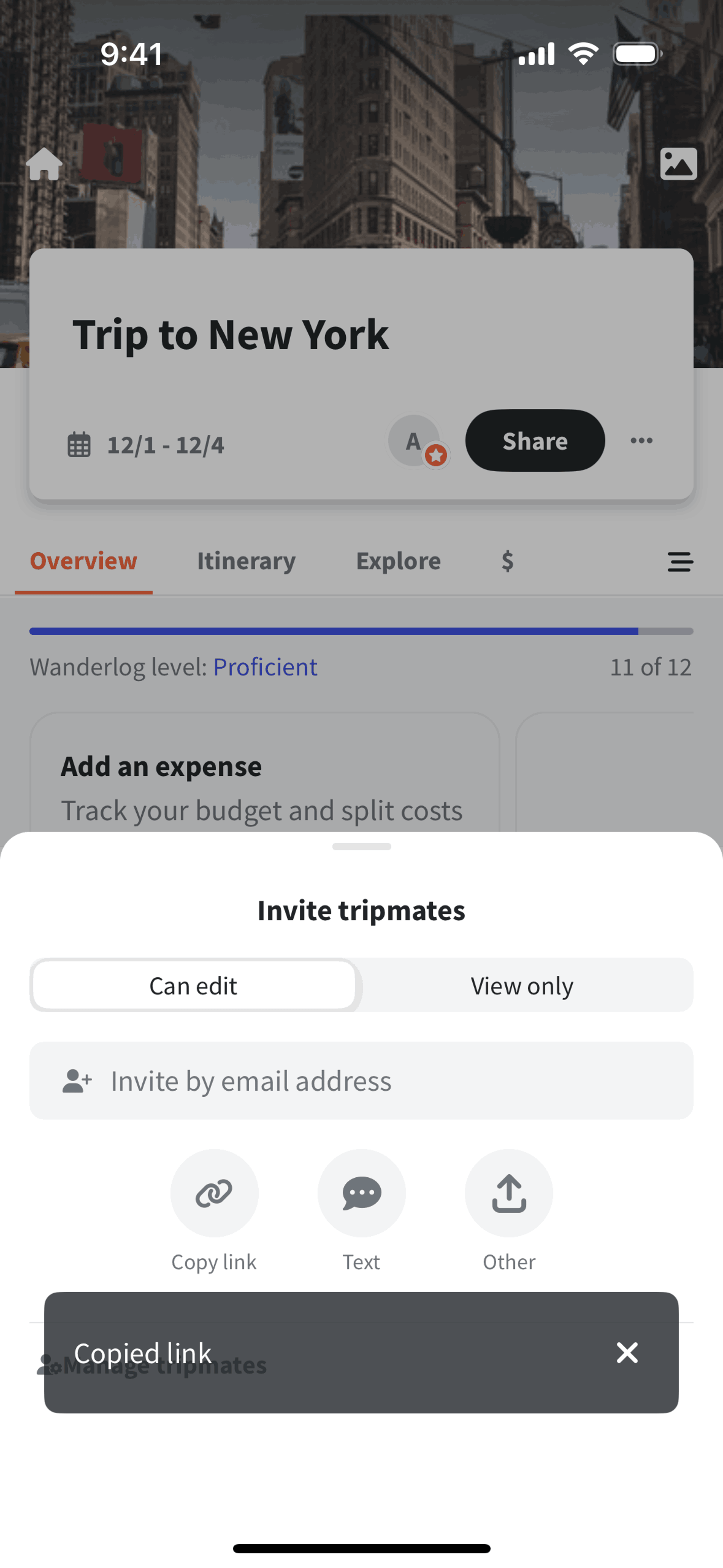Wanderlog iOS Travel & Transportation interface screenshot 20
