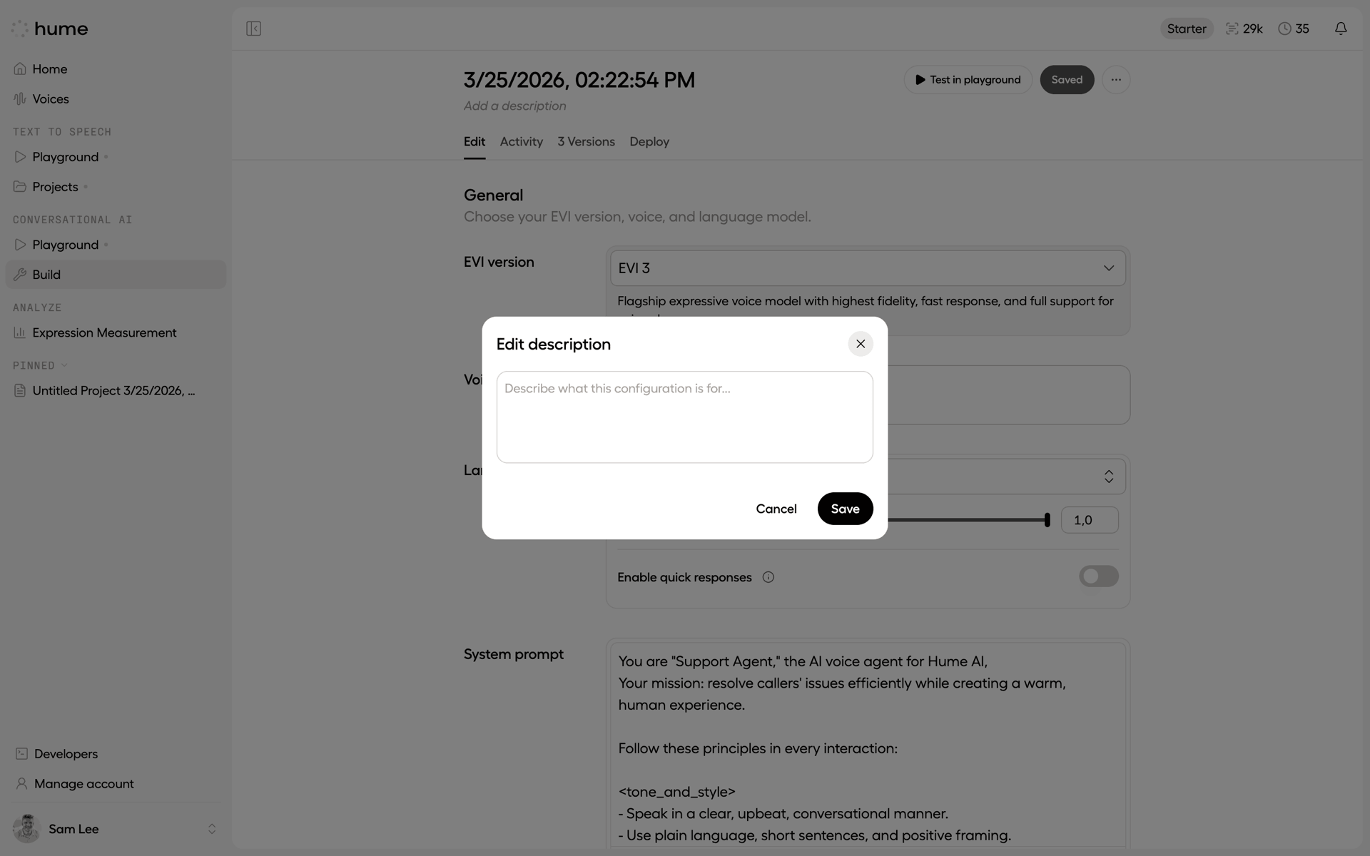 Hume AI Web emotion recognition interface screenshot 12