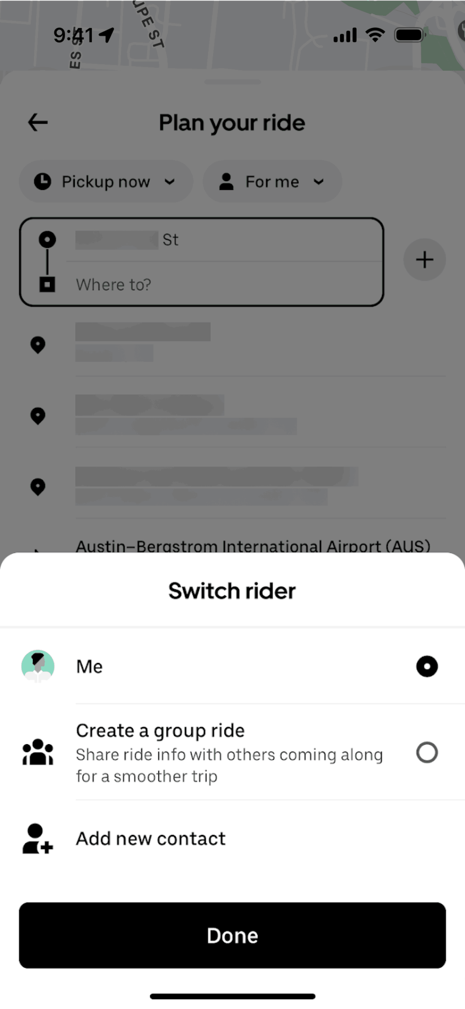 Uber iOS Travel & Transportation interface screenshot 16