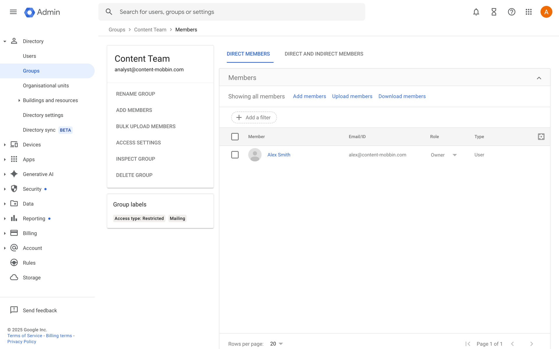 Google Workspace Web Business interface screenshot 10