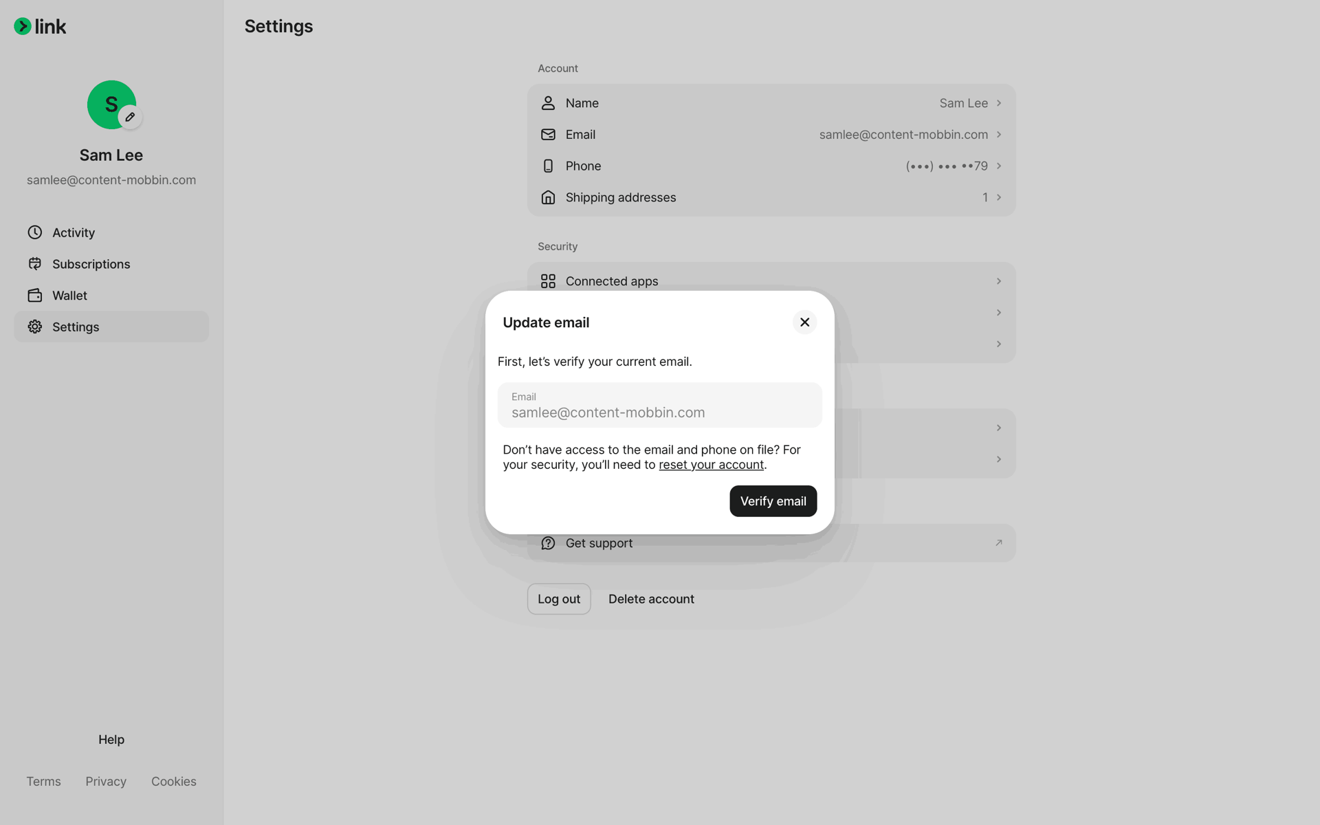 Link Web Finance interface screenshot 14