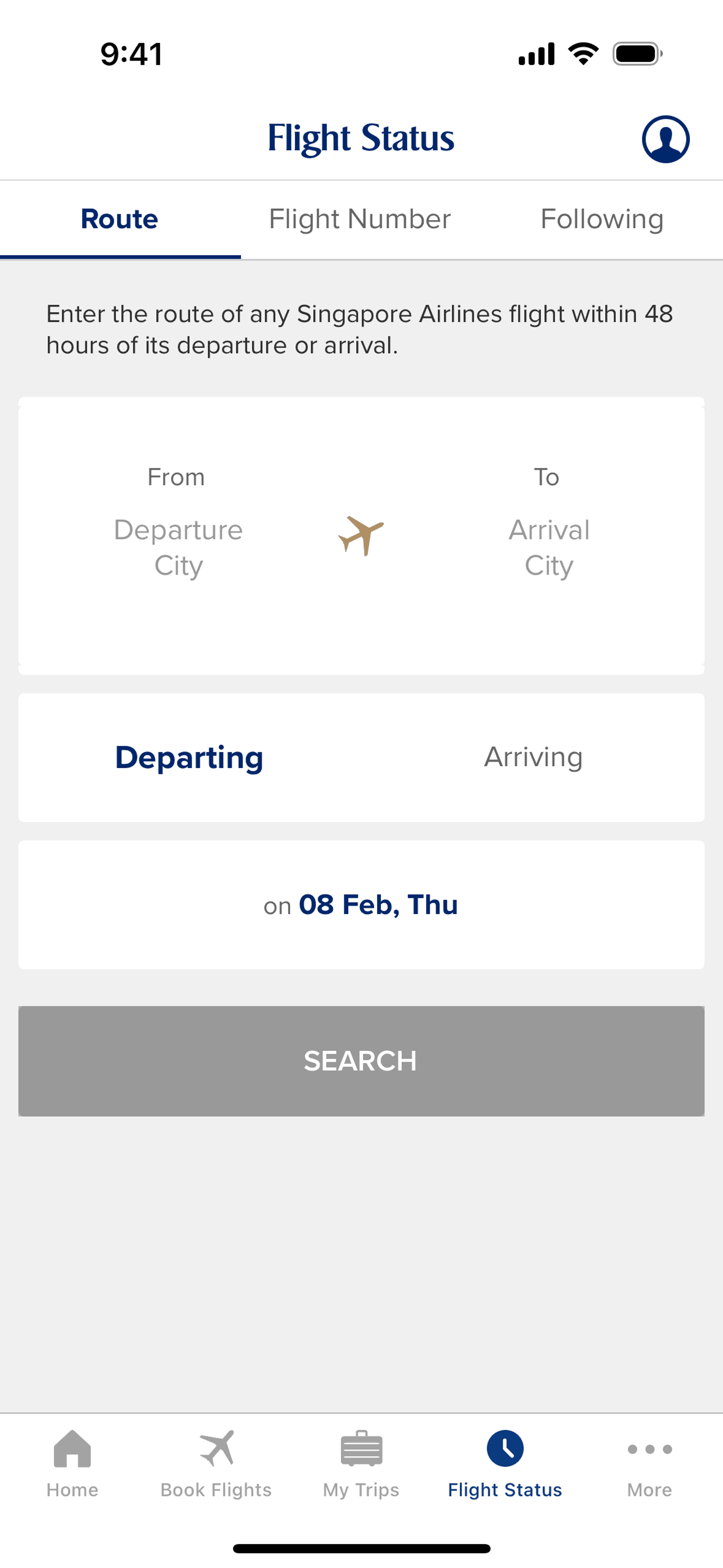 Singapore Airlines iOS Travel & Transportation interface screenshot 7