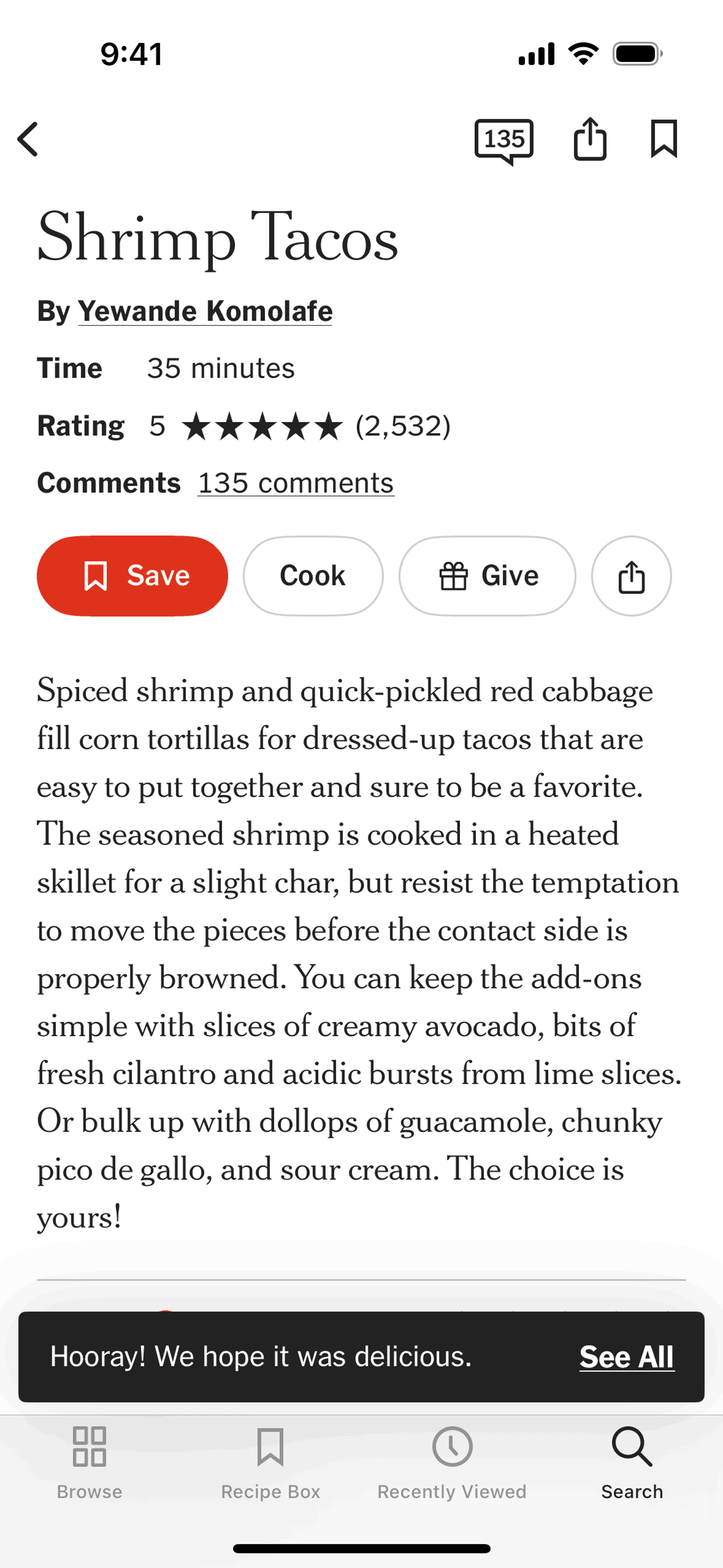 NYT Cooking iOS Food & Drink interface screenshot 17