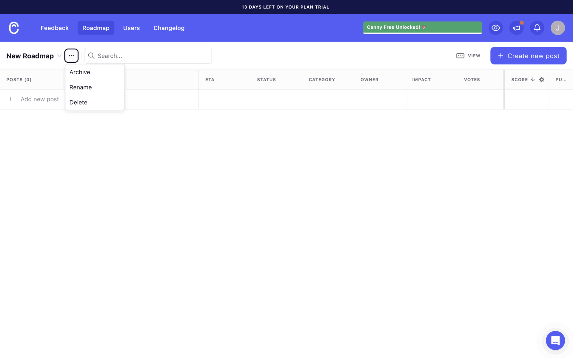 Canny Web Business interface screenshot 24