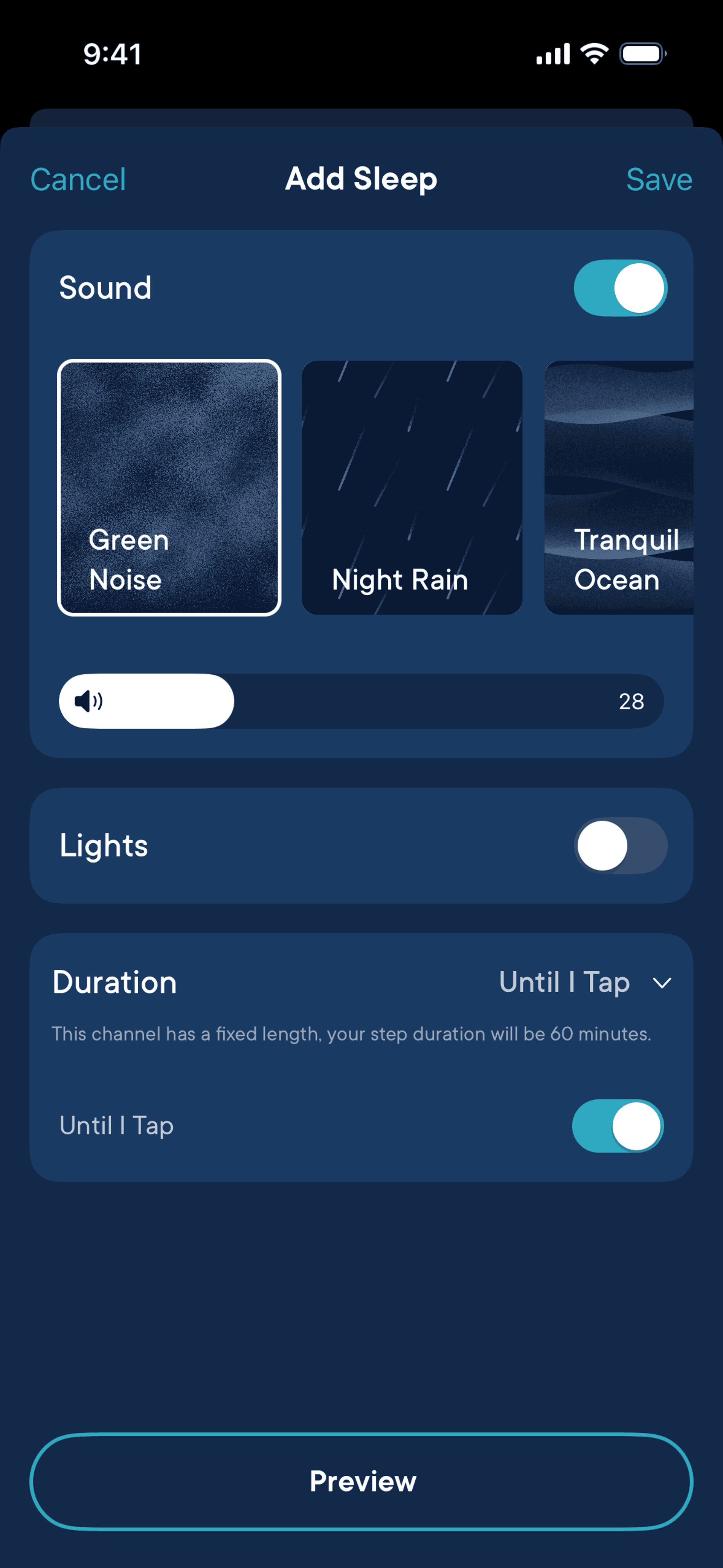 Hatch Sleep iOS Health & Fitness interface screenshot 4