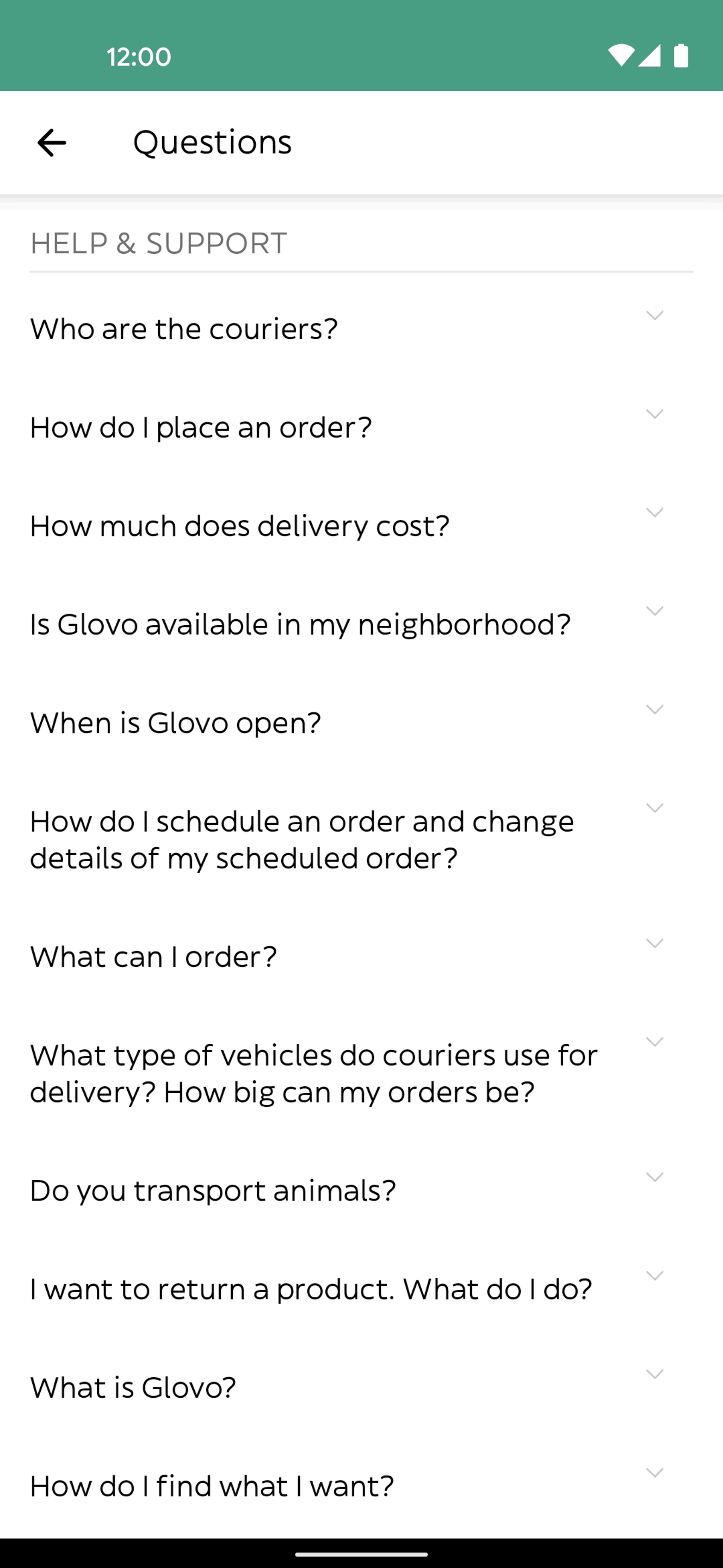 Glovo Android Lifestyle interface screenshot 17