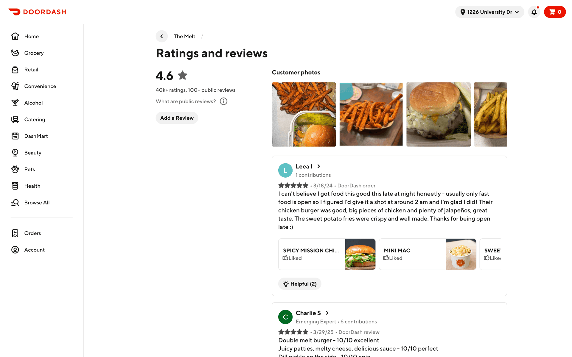 DoorDash Web Shopping interface screenshot 20