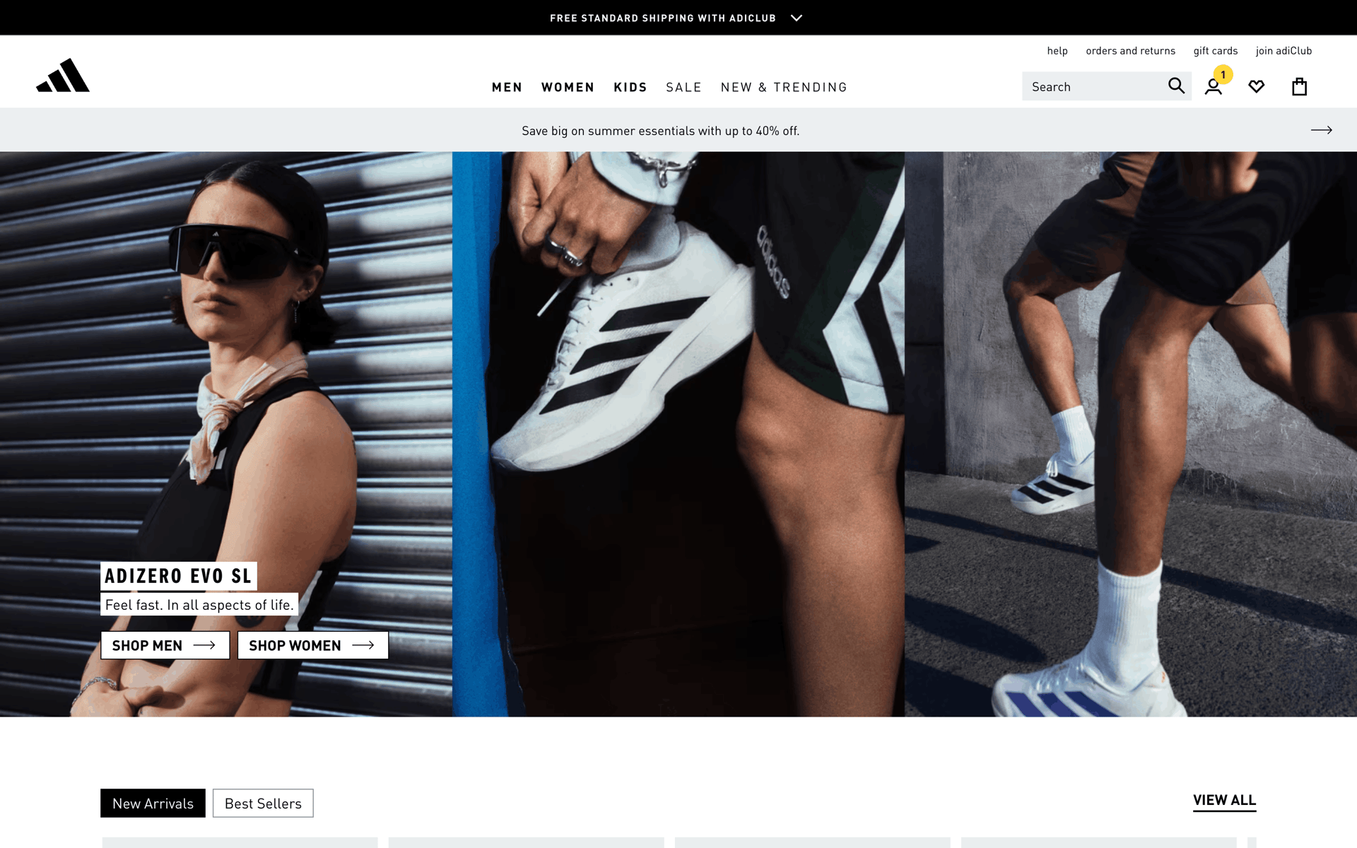 adidas Web Sports interface screenshot 2
