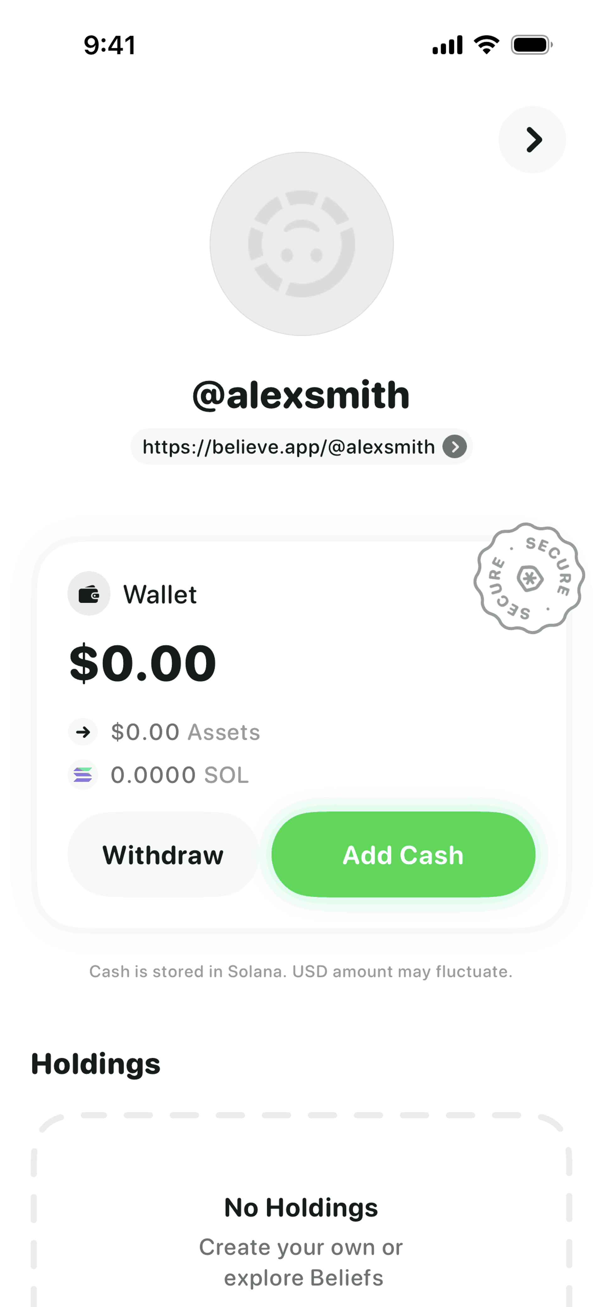Believe iOS Finance interface screenshot 11