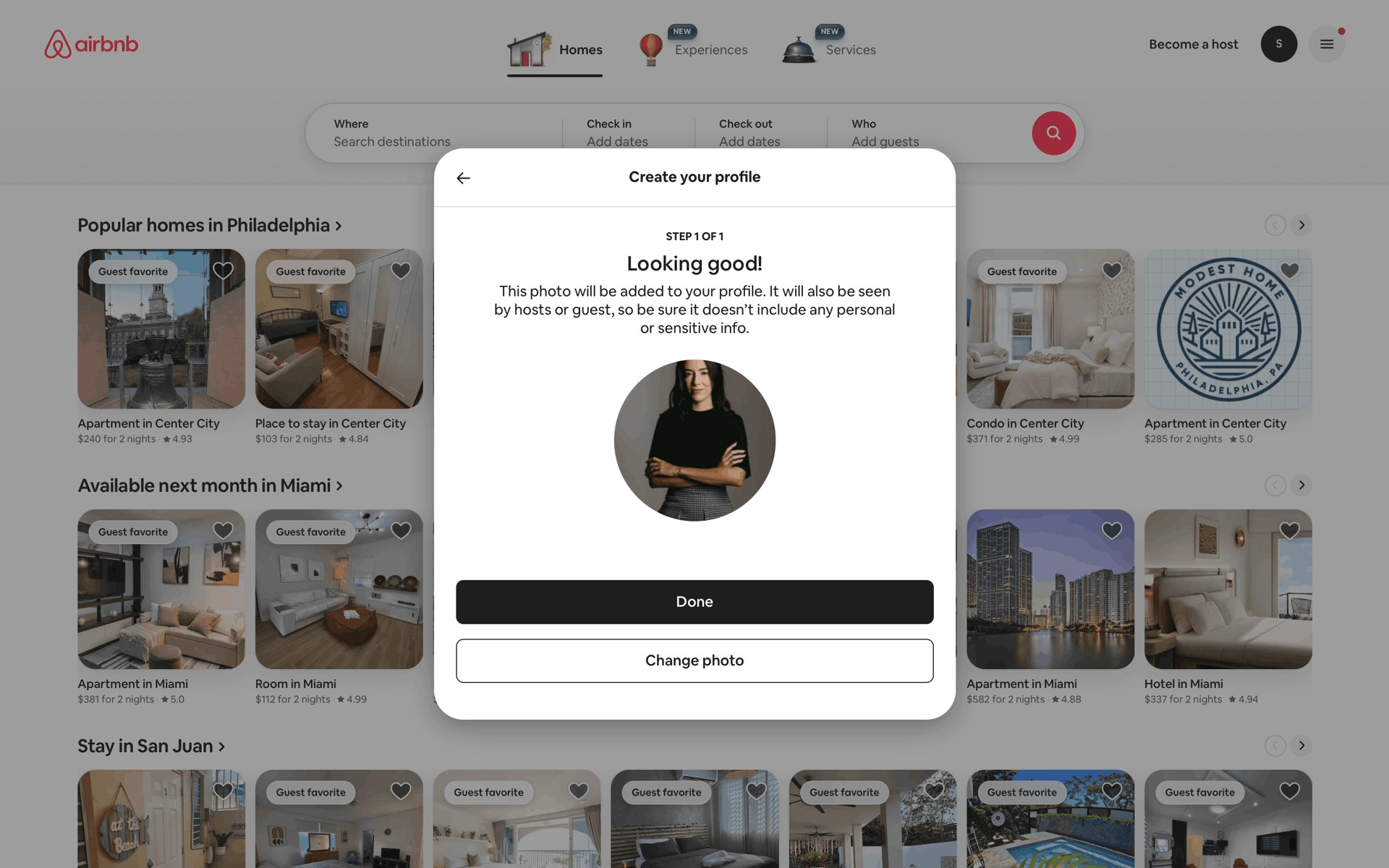 Creating profile on Airbnb (web) screen 3