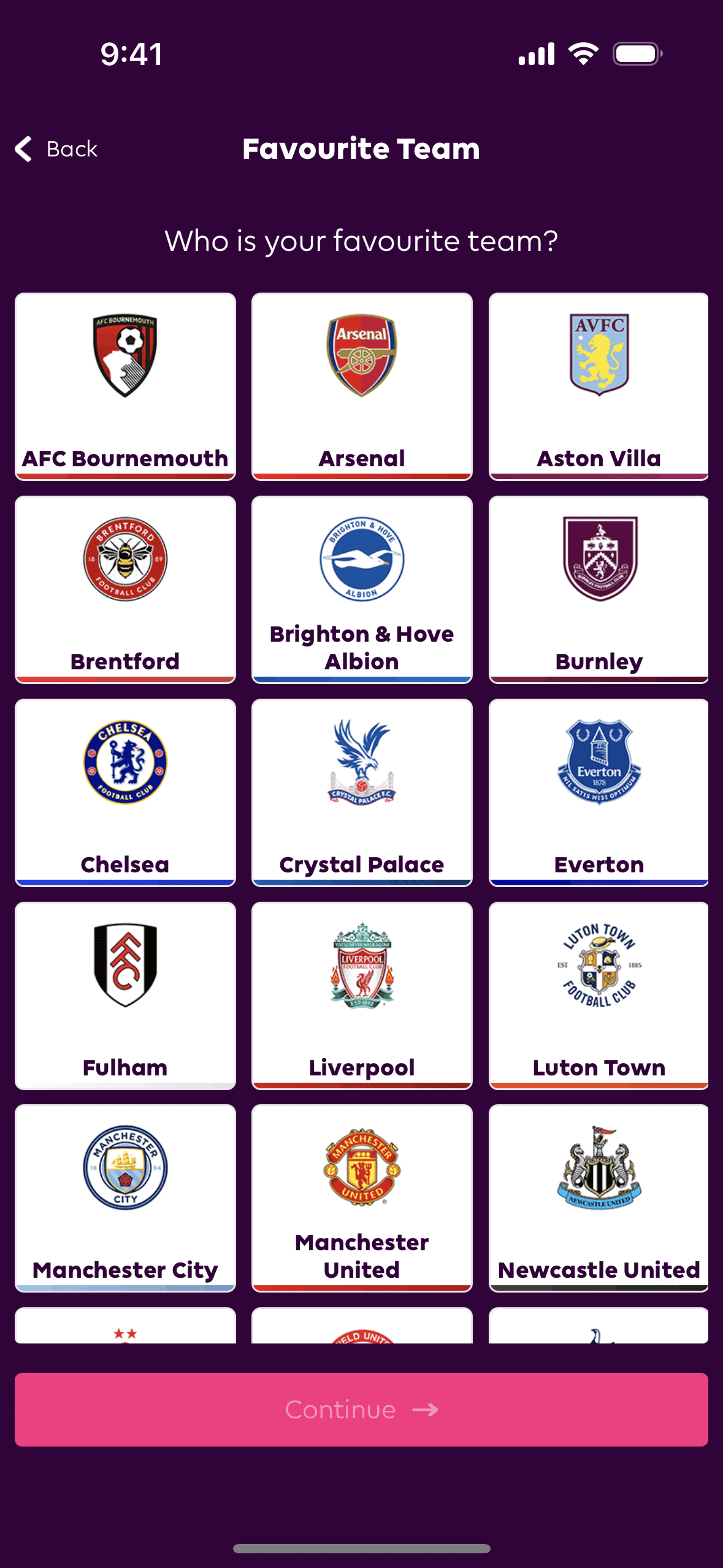 Premier League iOS Sports interface screenshot 2