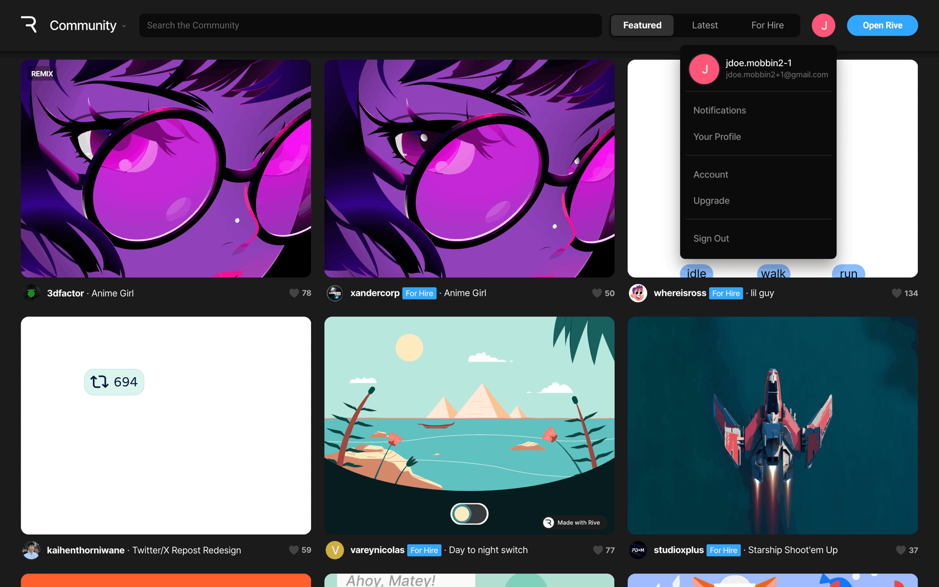 Rive Web Graphics & Design interface screenshot 22