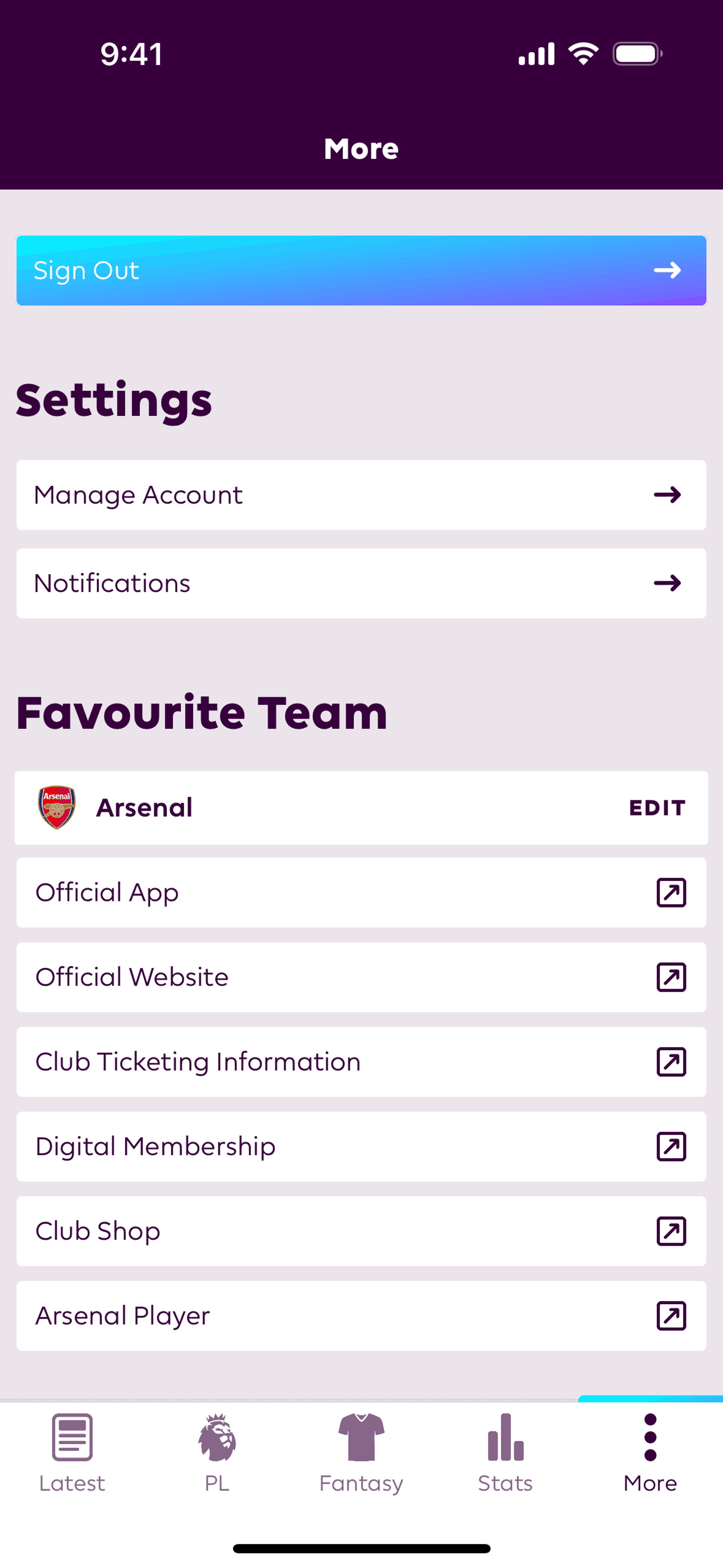 Premier League iOS Sports interface screenshot 21