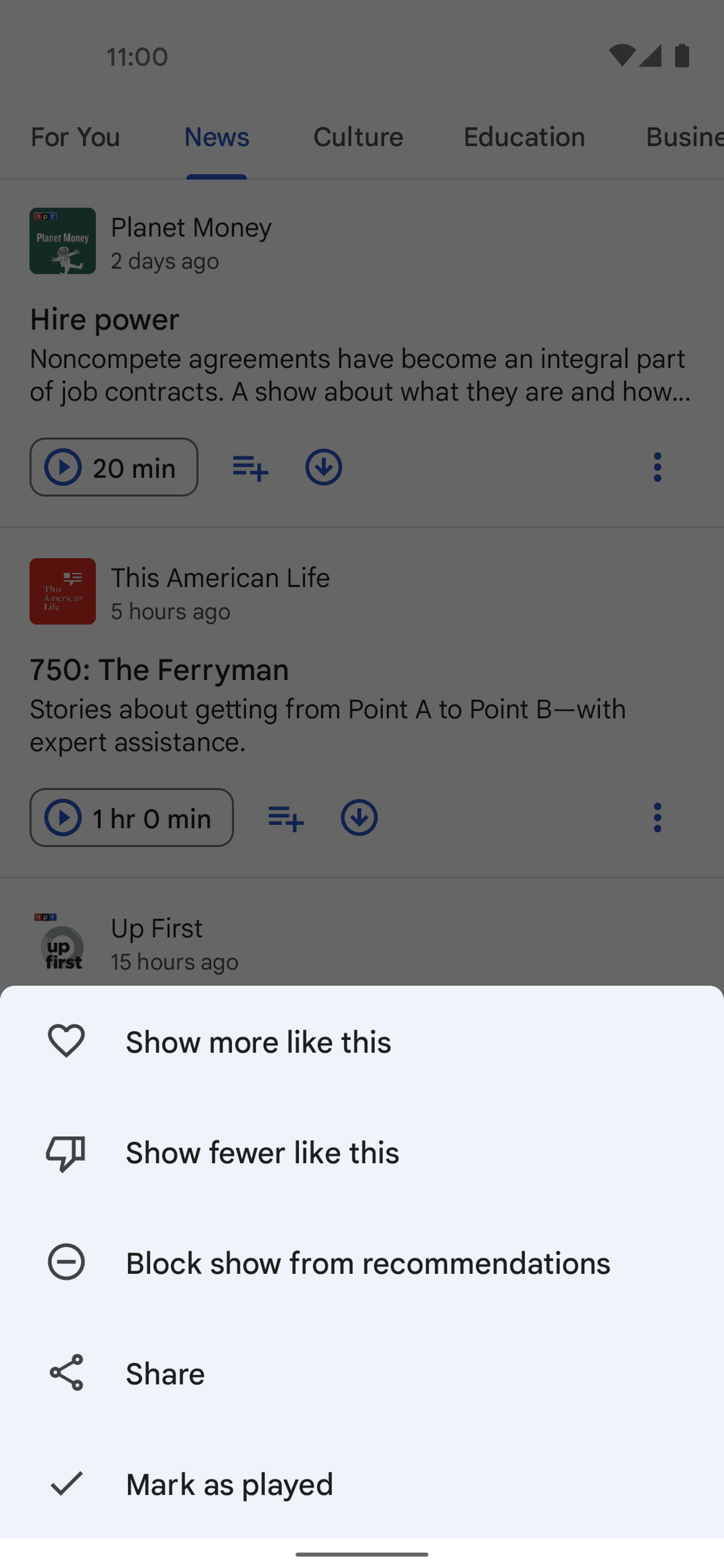 Google Podcasts Android Music & Audio interface screenshot 6