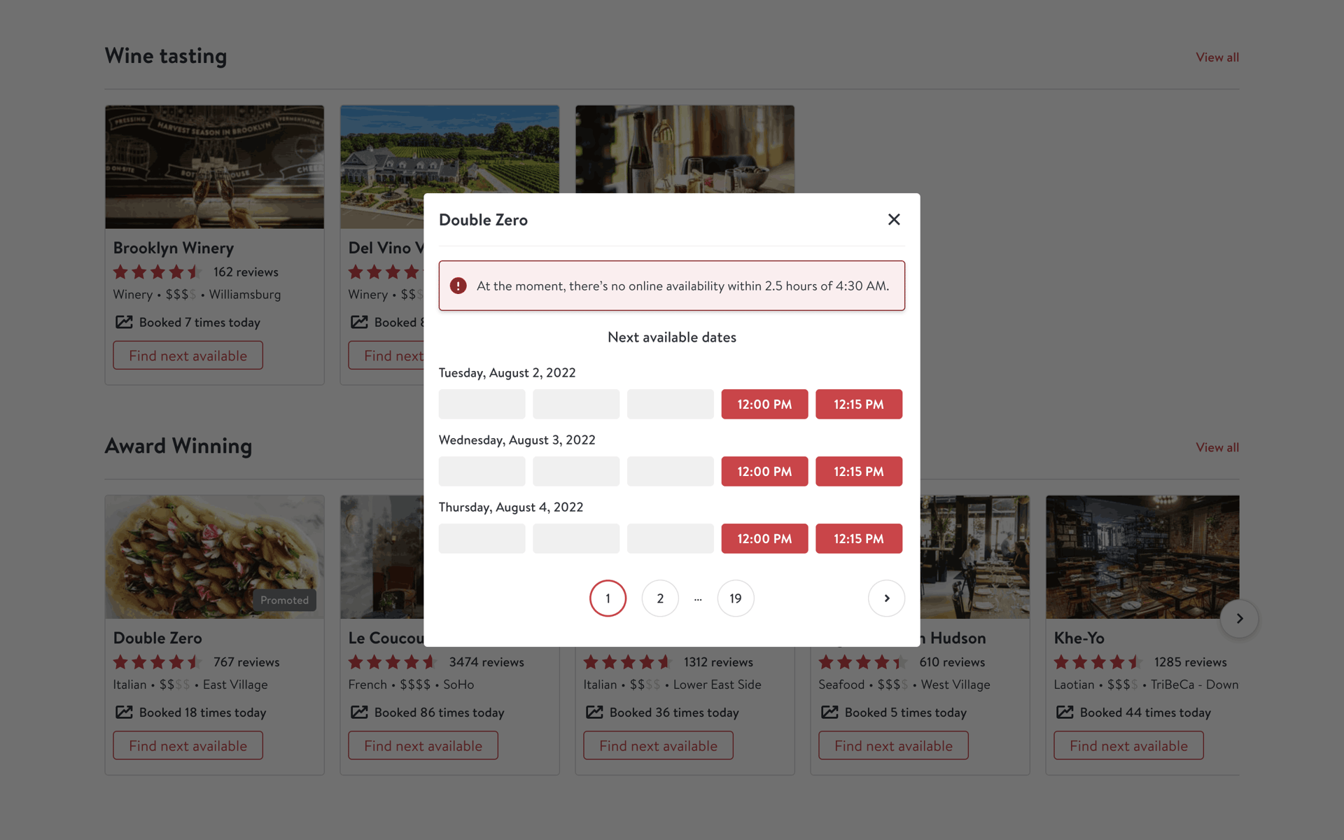 OpenTable Web Food & Drink interface screenshot 7