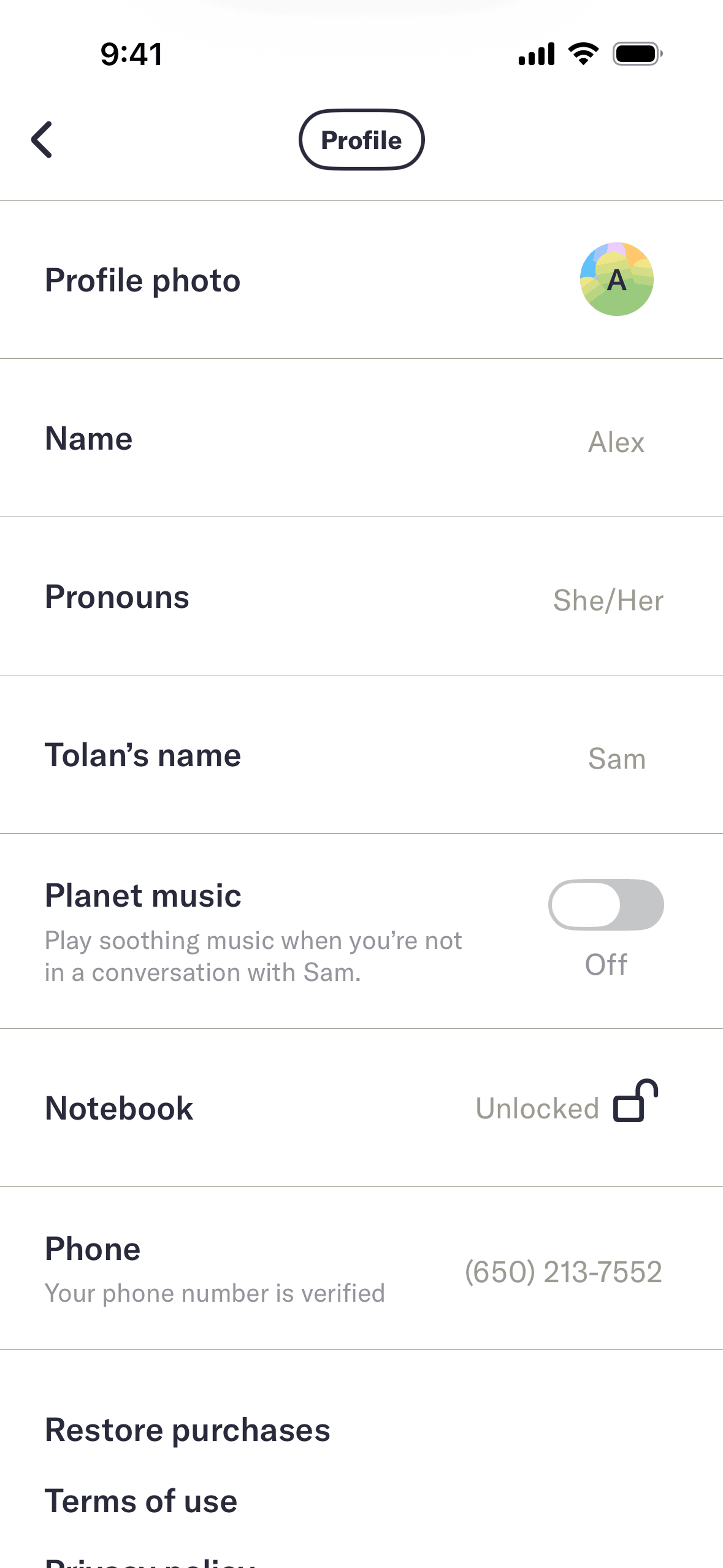Tolan iOS AI interface screenshot 16