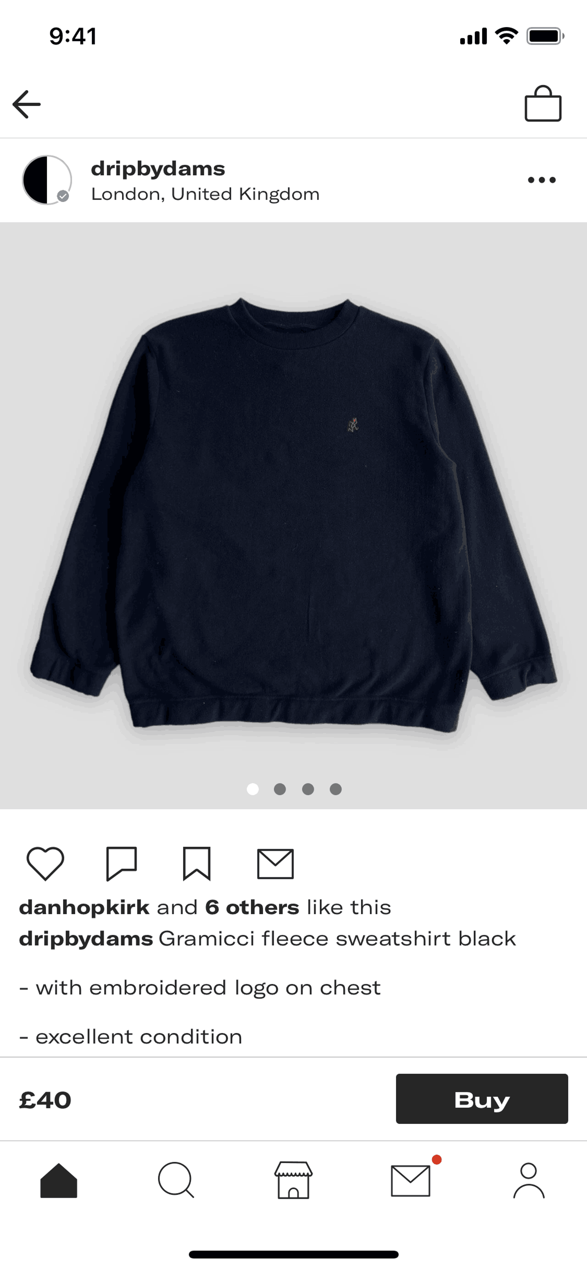 Product detail on Depop (ios) screen 2