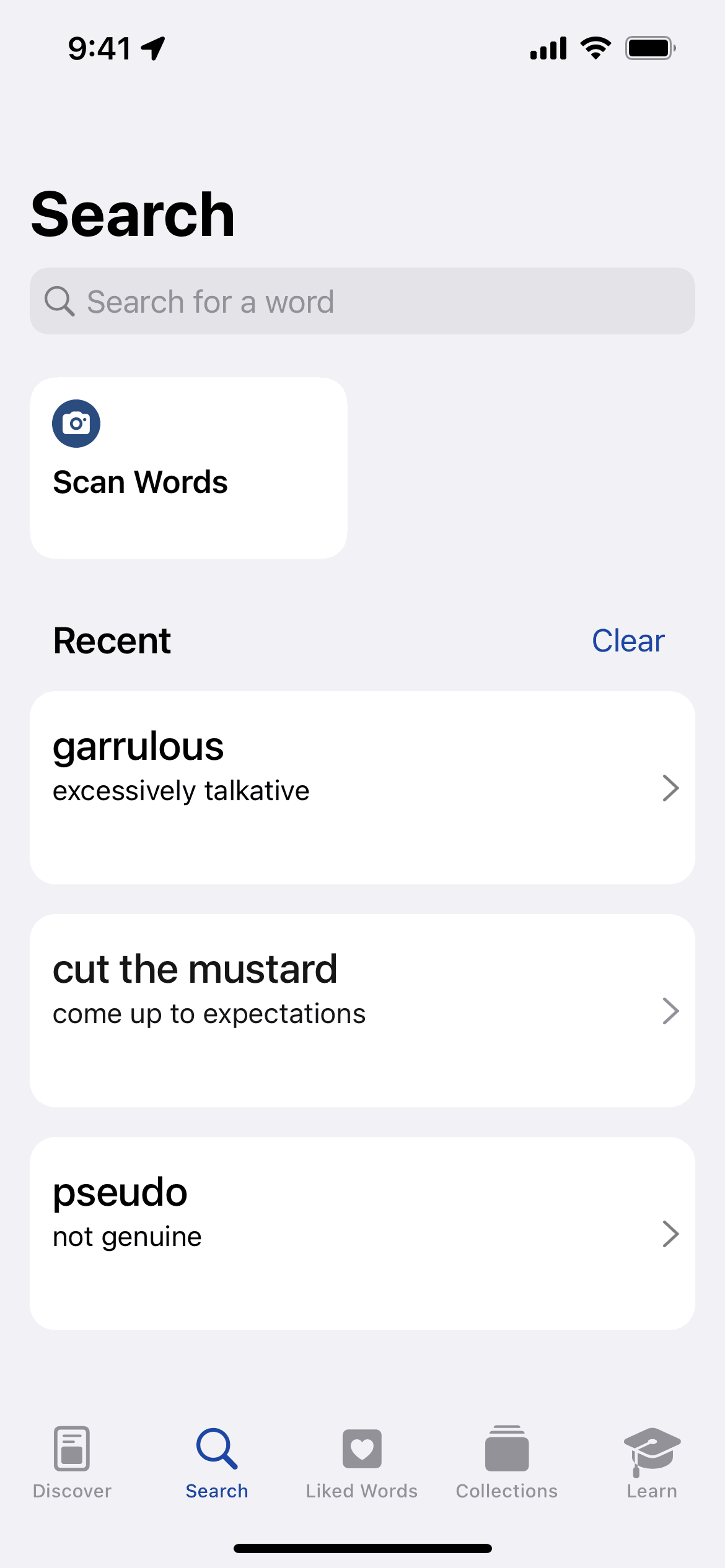 LookUp iOS Reference interface screenshot 2