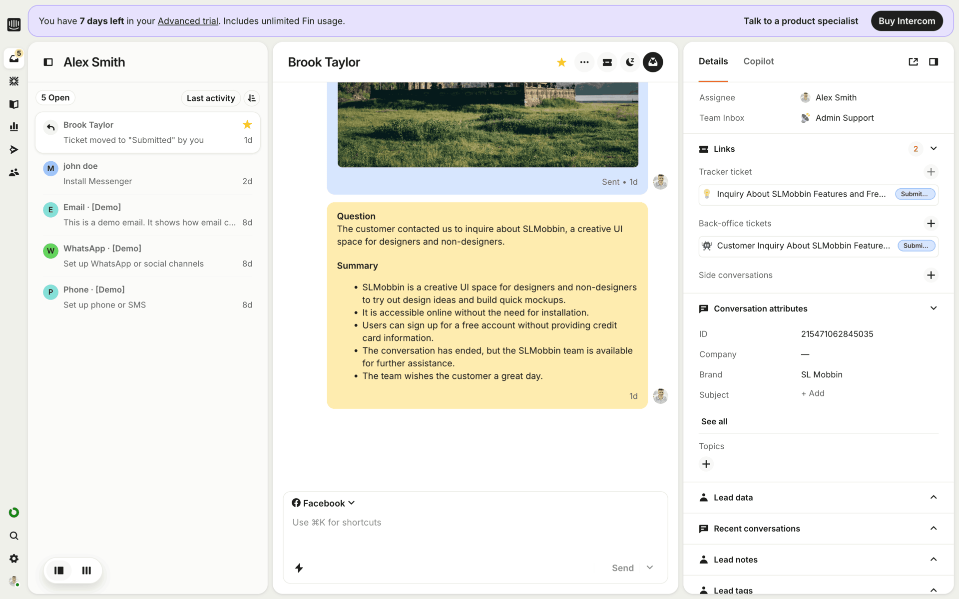 Intercom Web Business interface screenshot 22