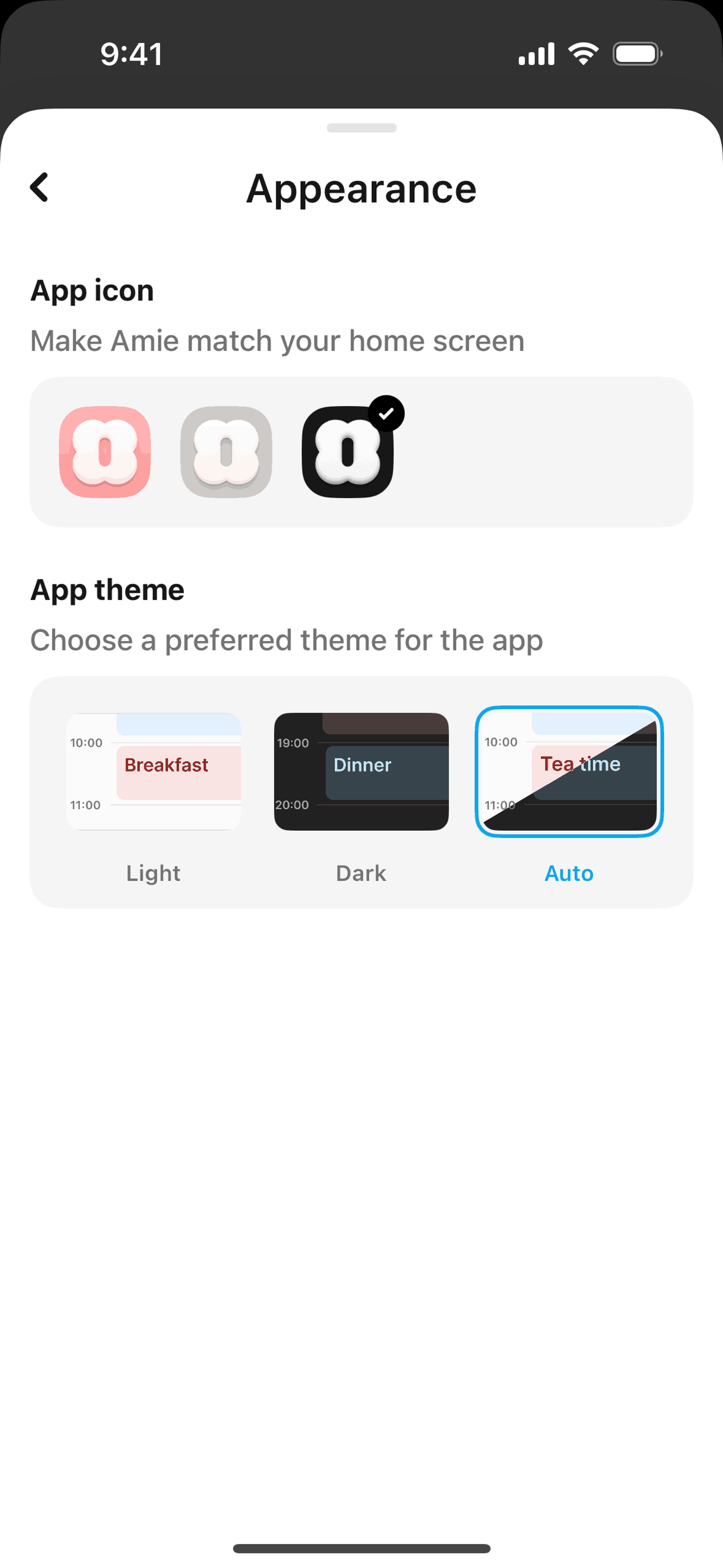Amie iOS Productivity interface screenshot 21