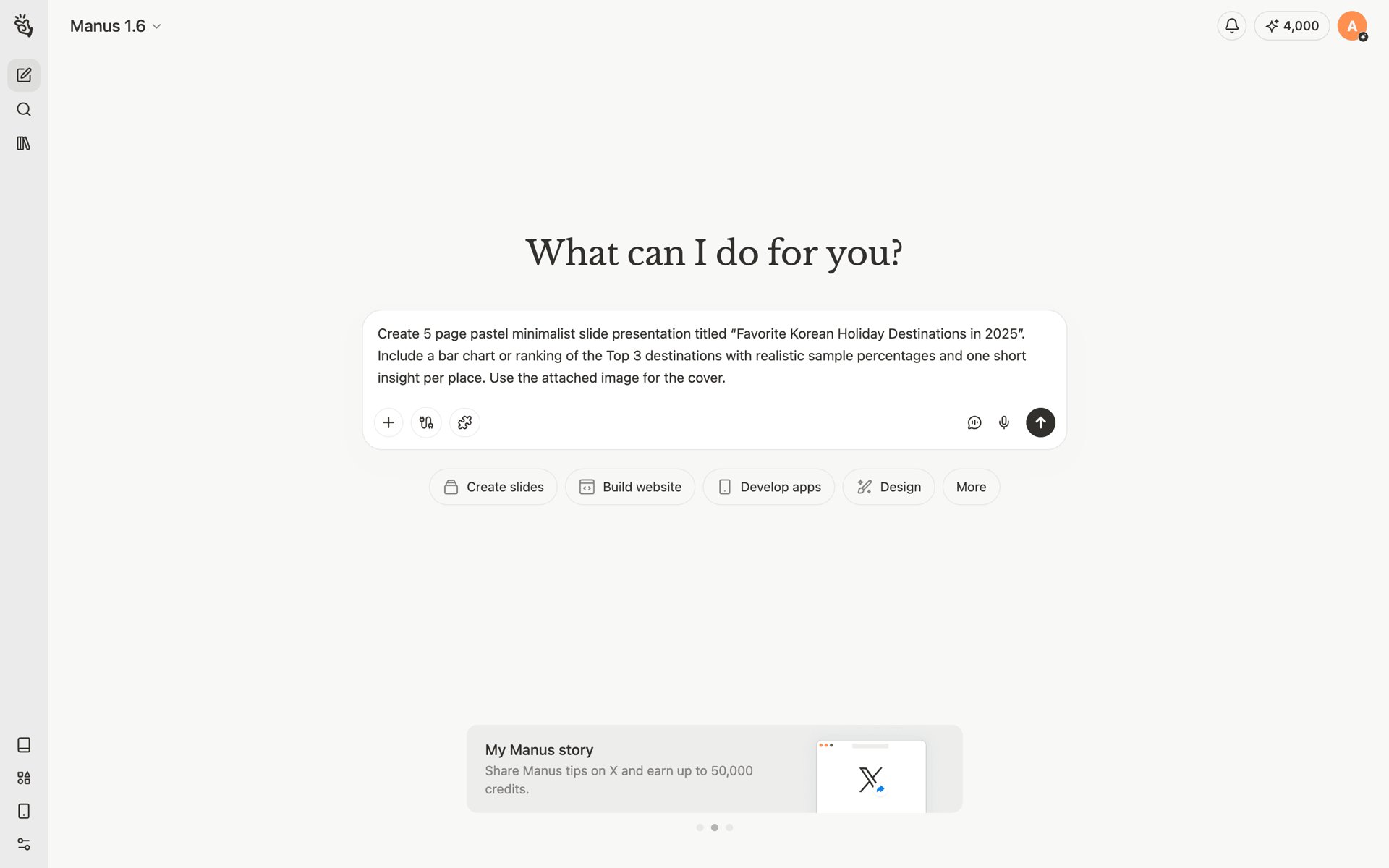 Manus Web AI interface screenshot 17