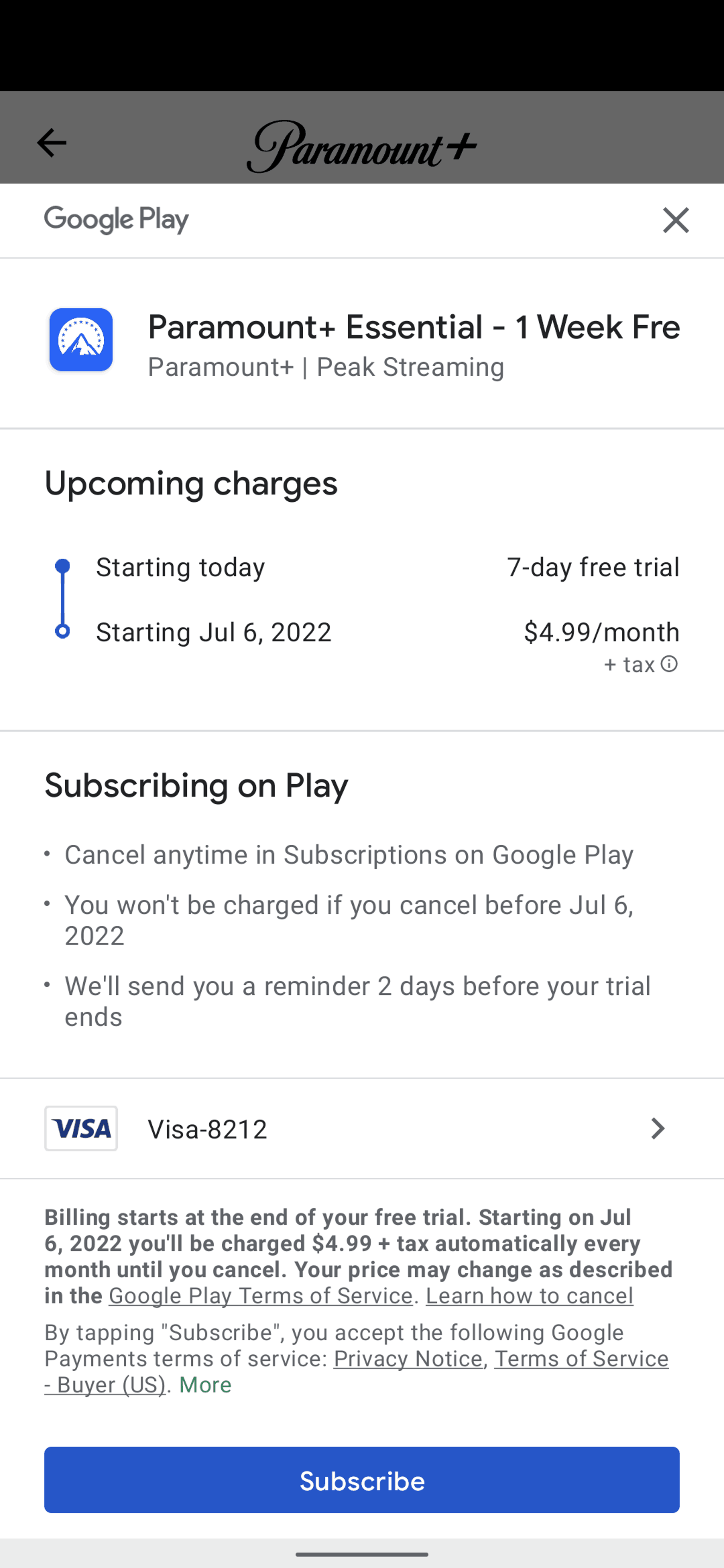 Paramount+ Android Entertainment interface screenshot 19