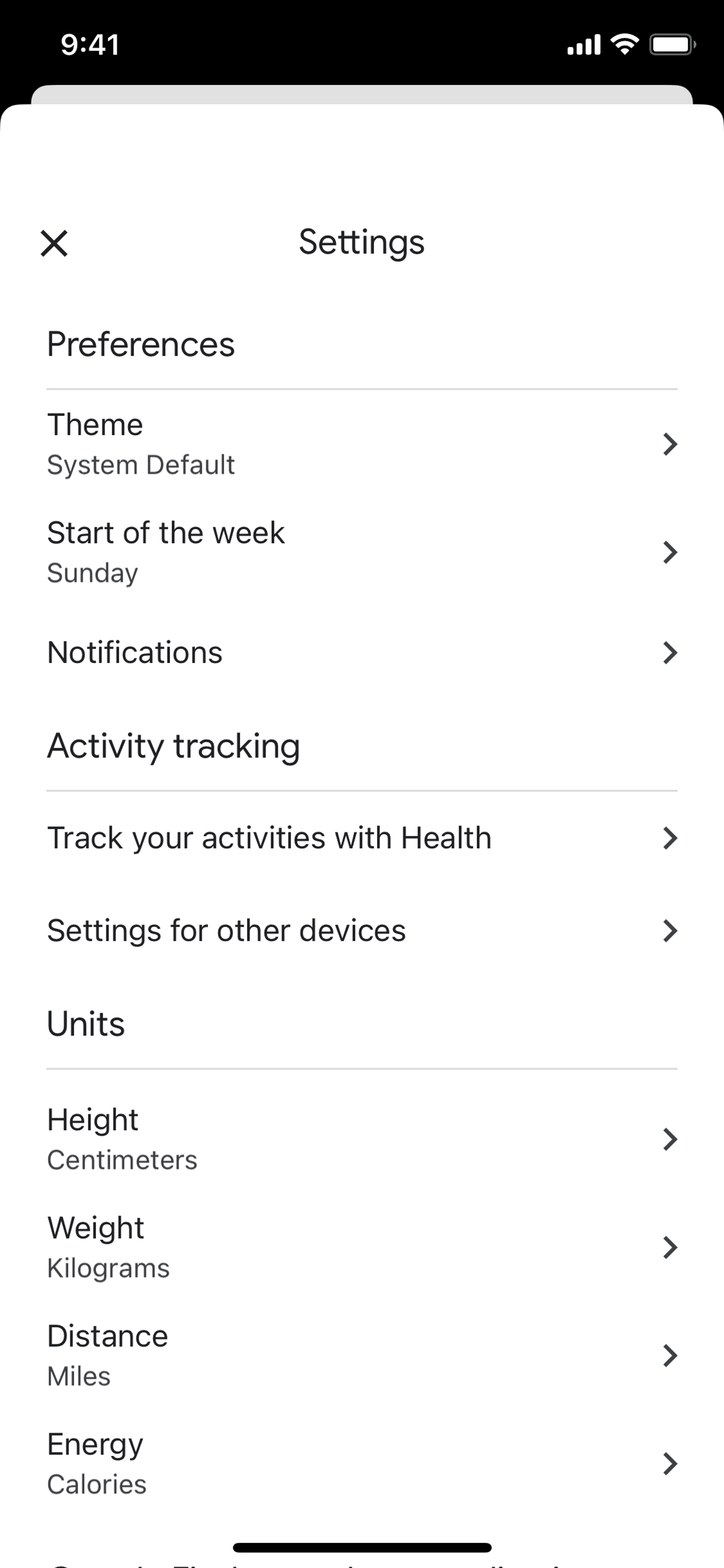 Google Fit iOS Health & Fitness interface screenshot 18