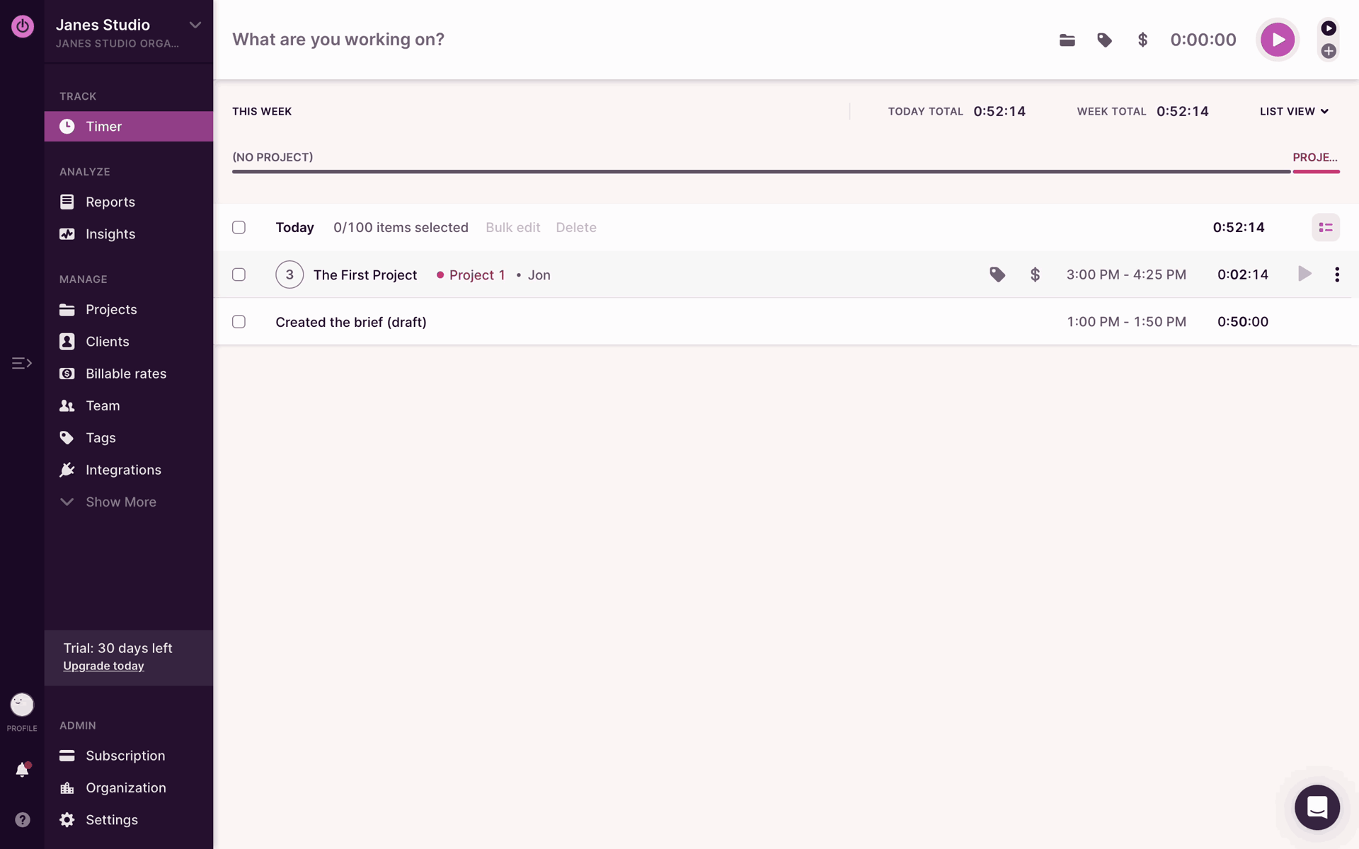Toggl Track Web Business interface screenshot 20