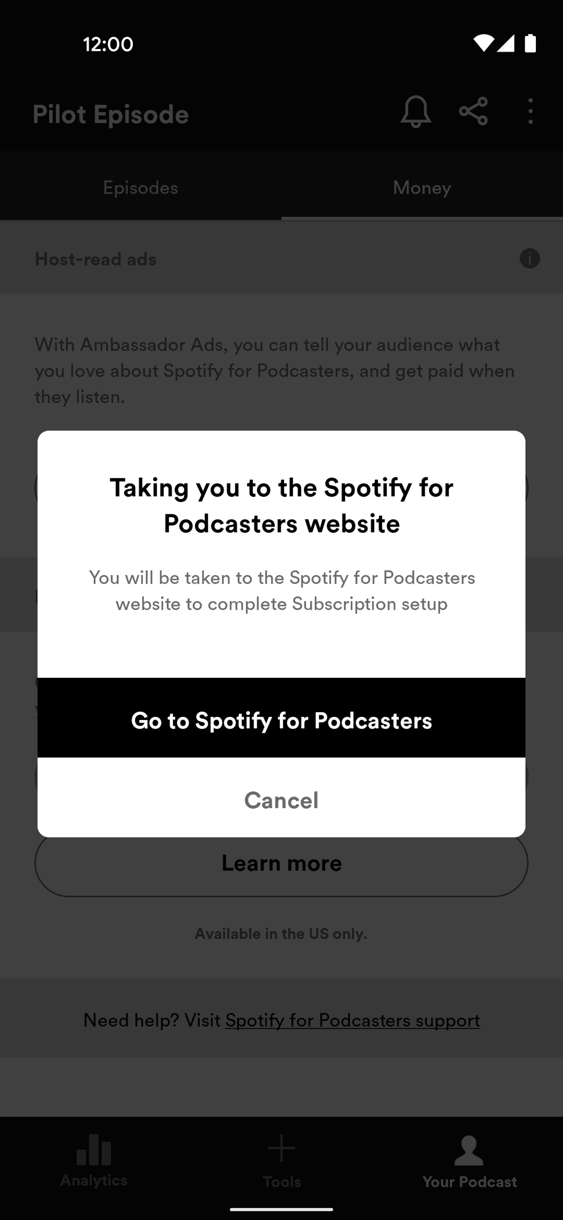 Spotify for Podcasters Android Business interface screenshot 13