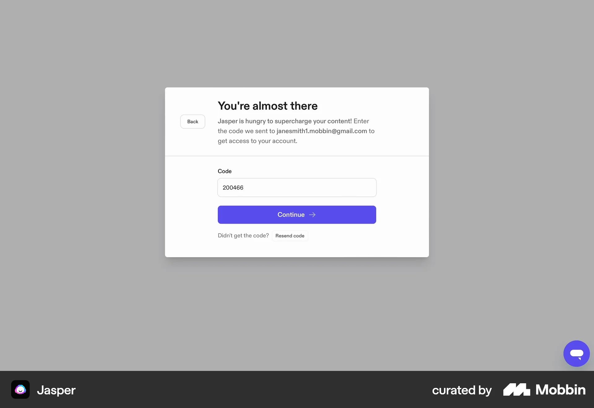 Onboarding on Jasper (web) screen 7