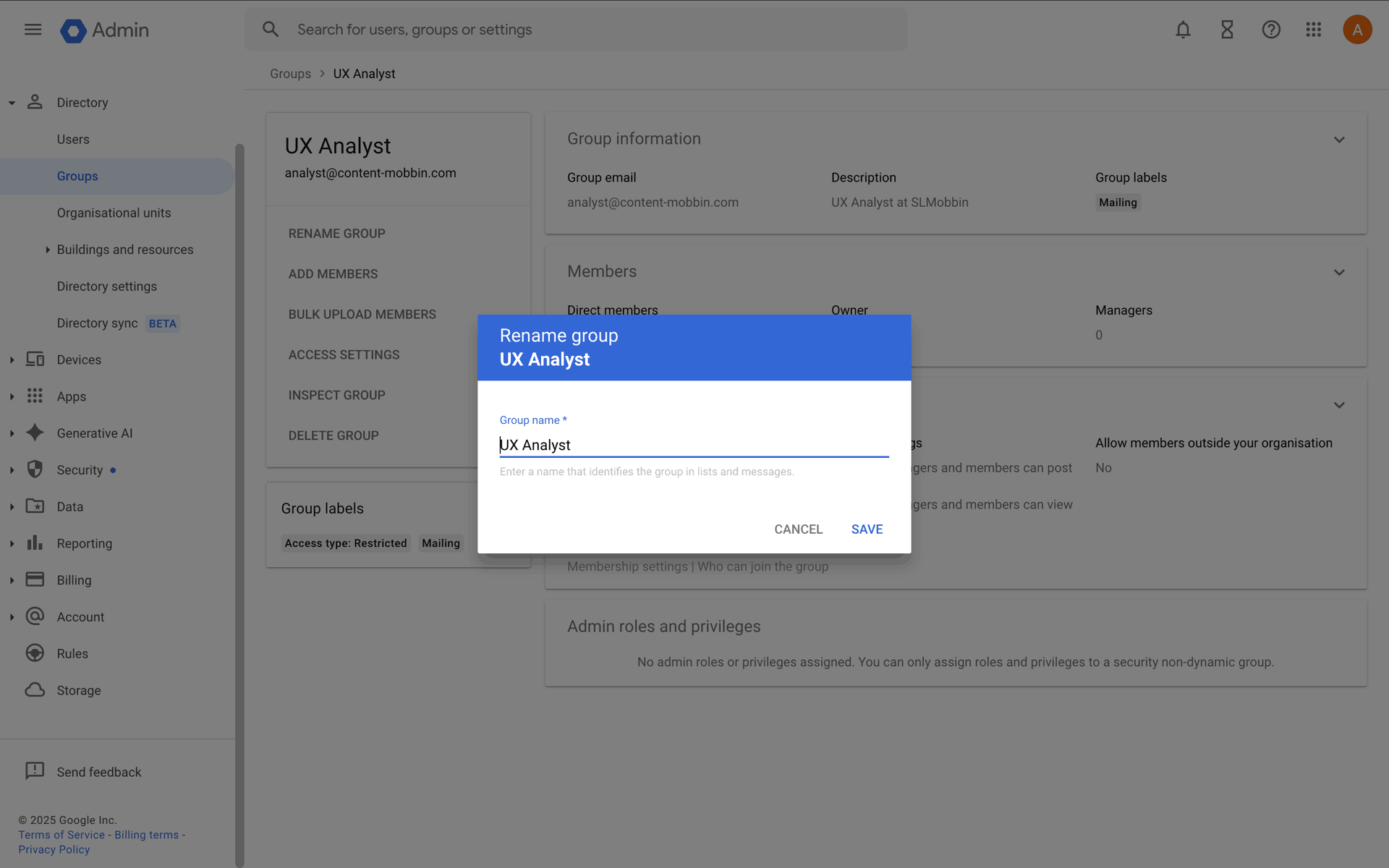 Google Workspace Web Business interface screenshot 12