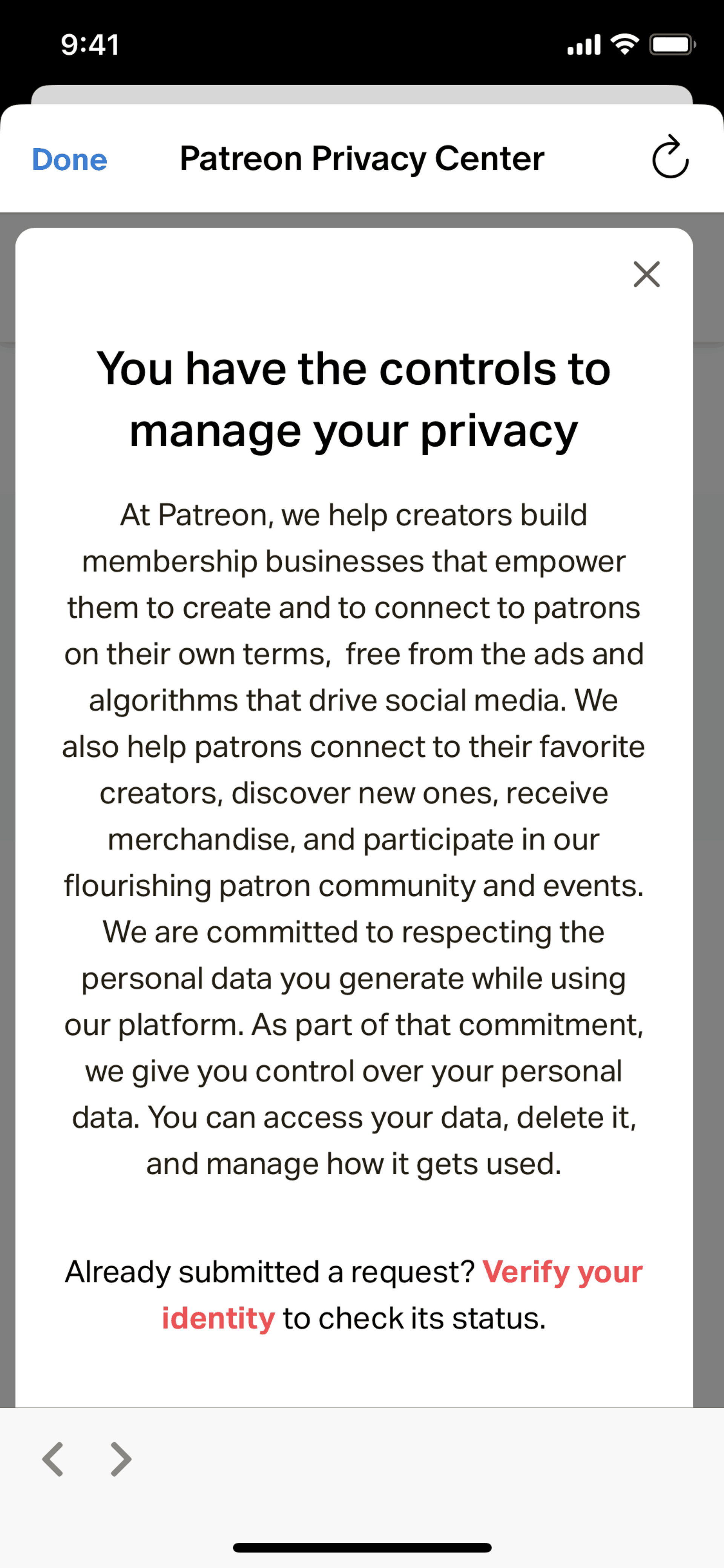 Patreon iOS Social Networking interface screenshot 10