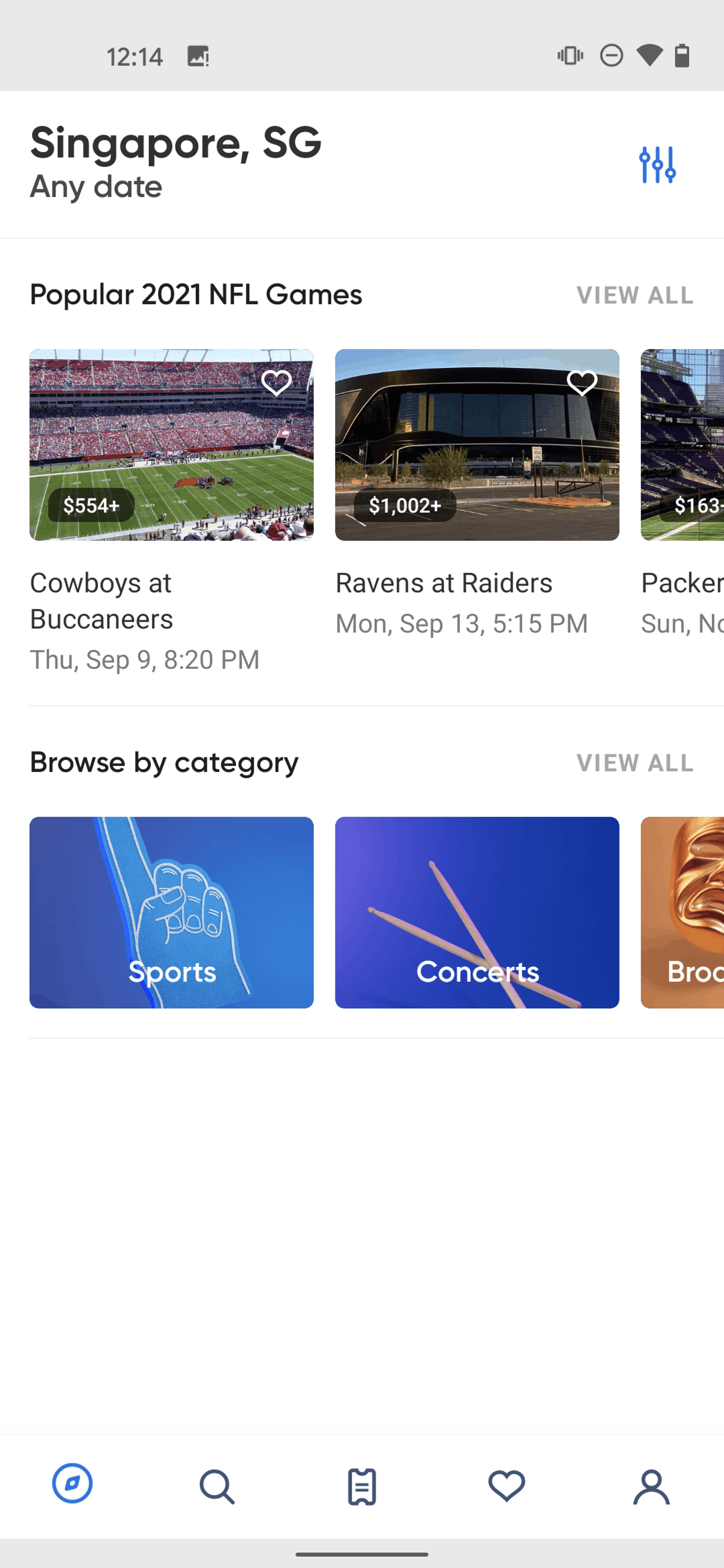 SeatGeek Android Entertainment interface screenshot 12