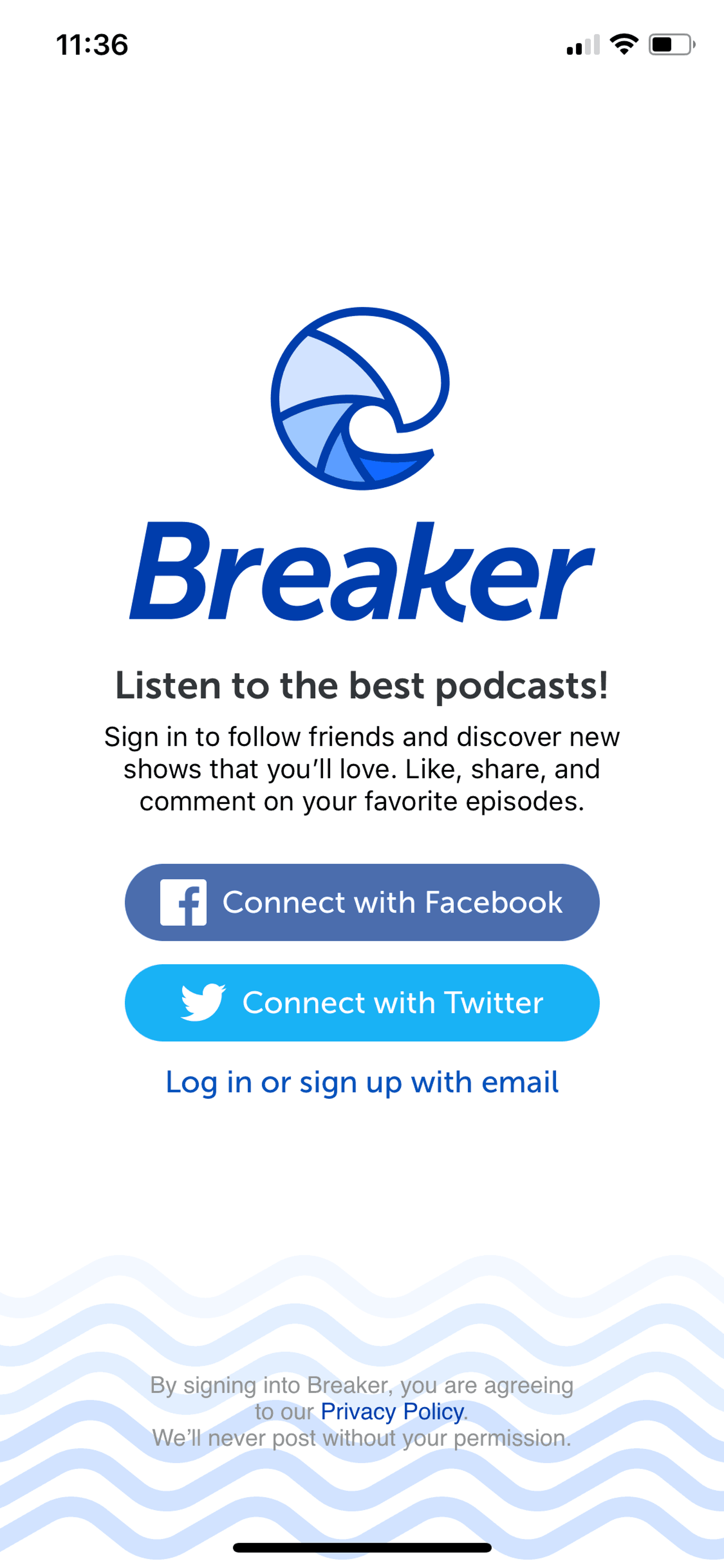 Breaker iOS Social Networking interface screenshot 2