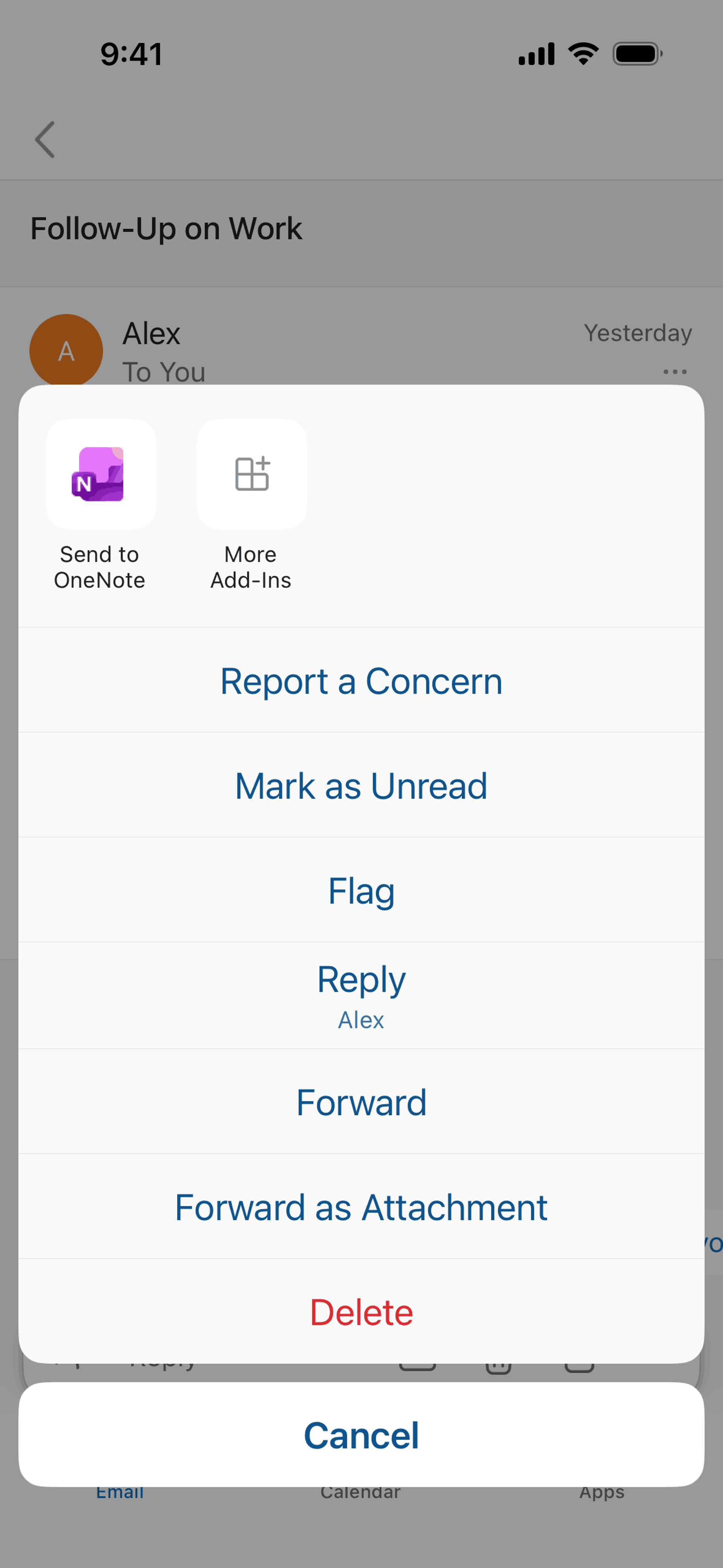 Microsoft Outlook iOS email interface screenshot 22