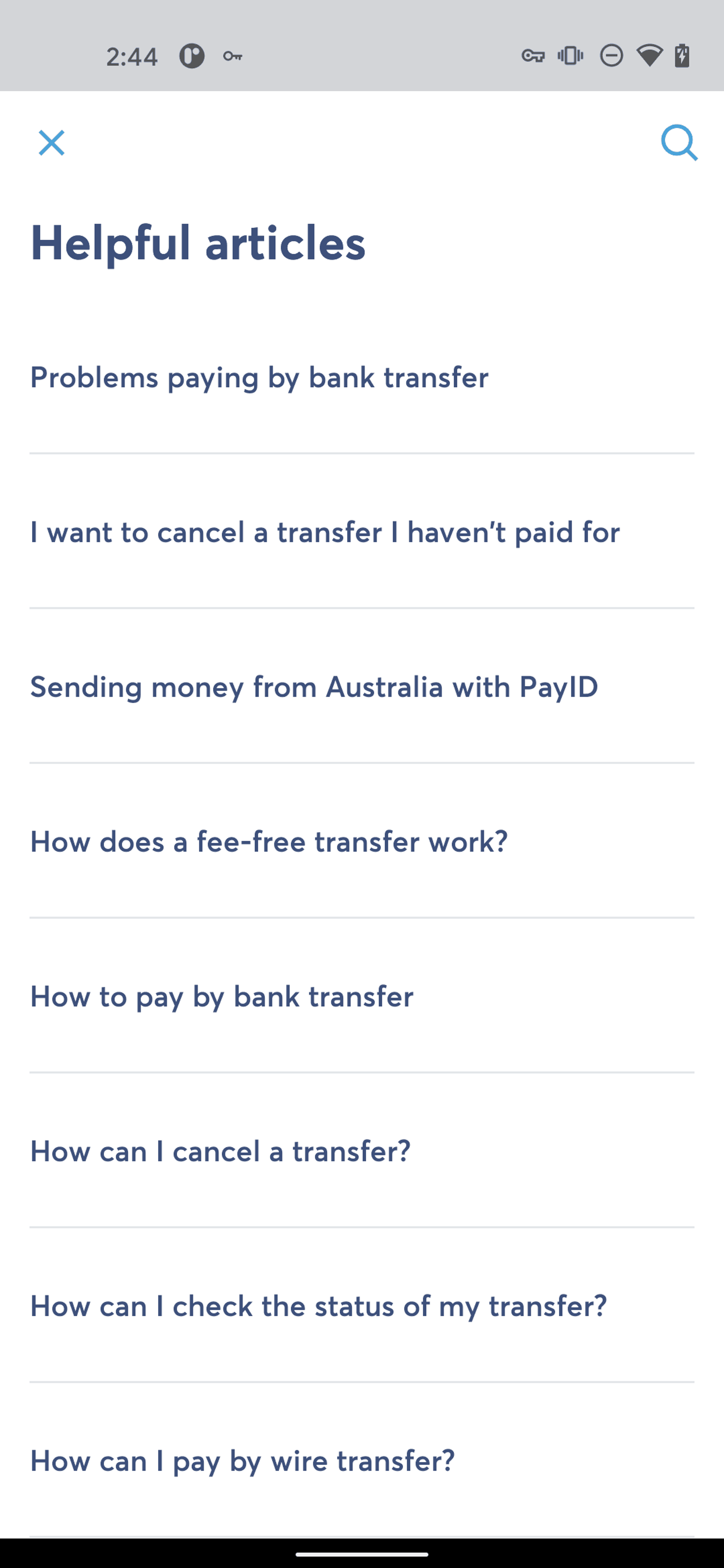 Wise Android UI design screenshot